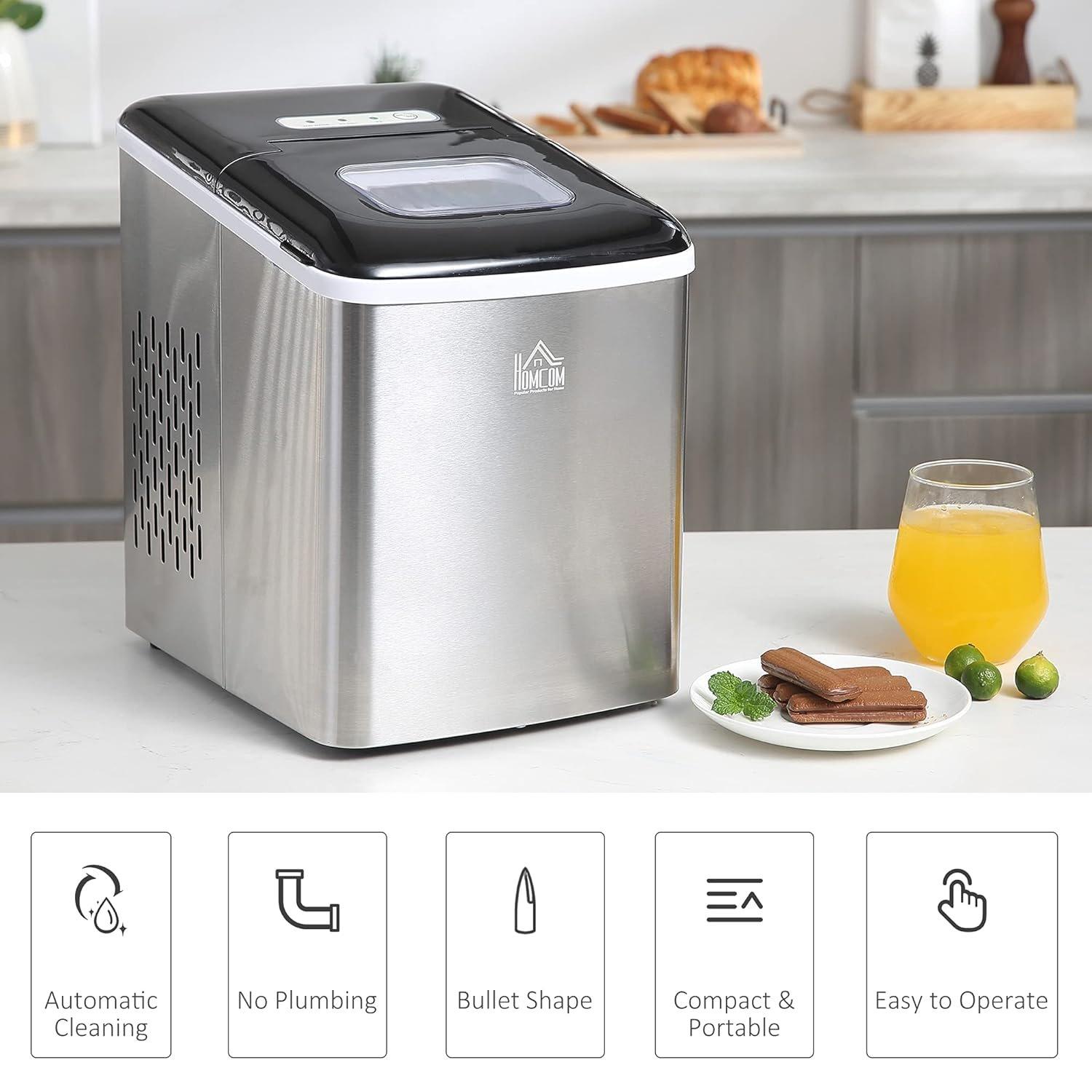 Silver - HOMCOM - HOMCOM 1.8L Counter Top Ice Maker - 4