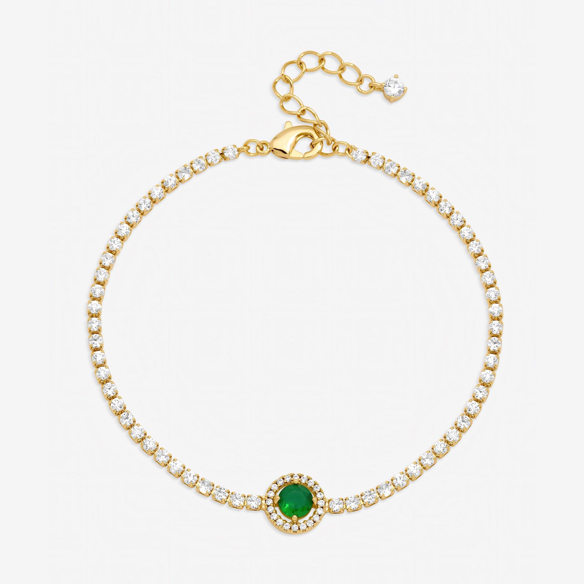 Silver - Jon Richard - Gold Plated and Emerald Crystal Stone Bracelet - 1