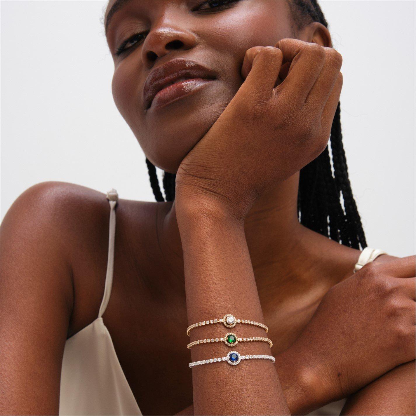 Silver - Jon Richard - Gold Plated and Emerald Crystal Stone Bracelet - 2