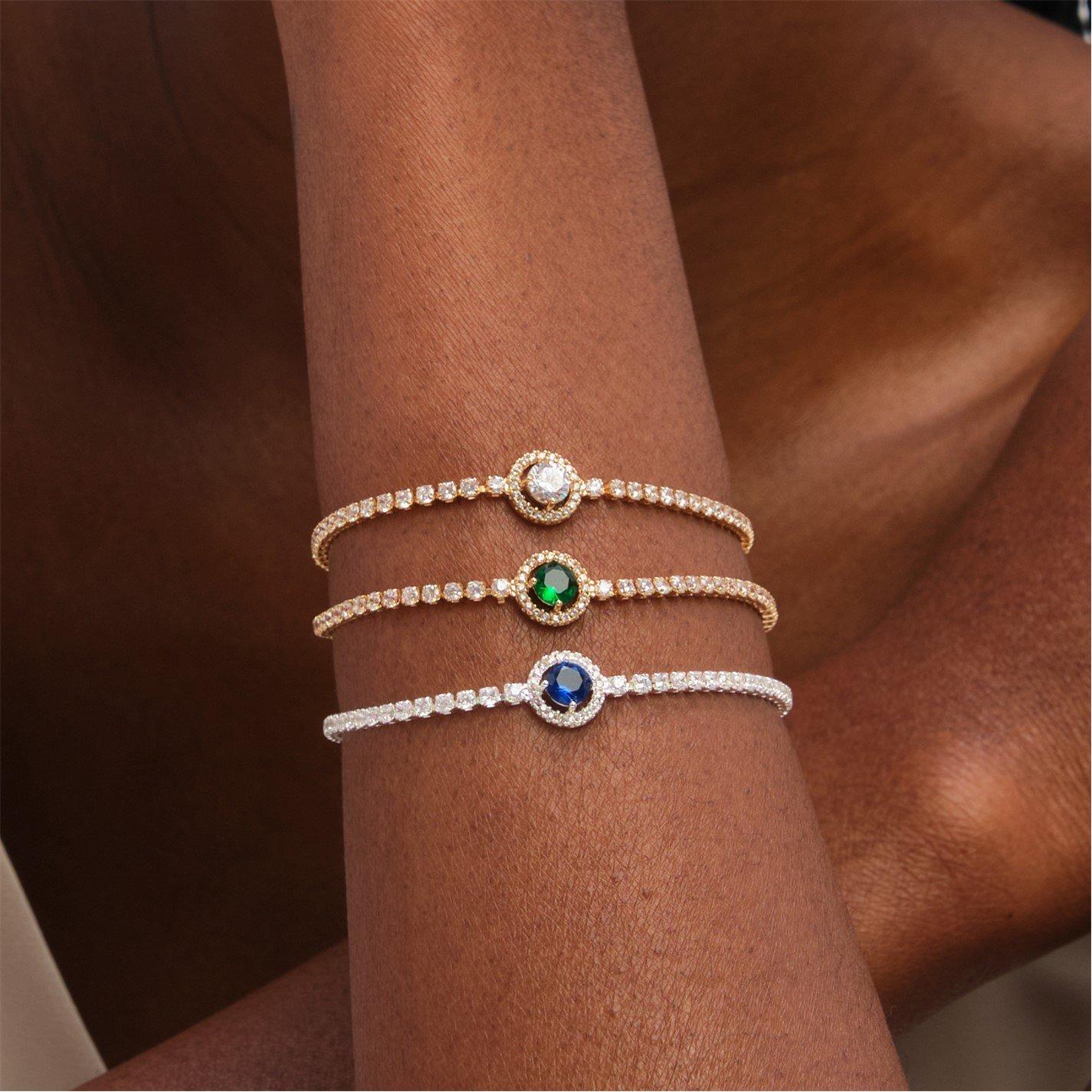 Silver - Jon Richard - Gold Plated and Emerald Crystal Stone Bracelet - 3