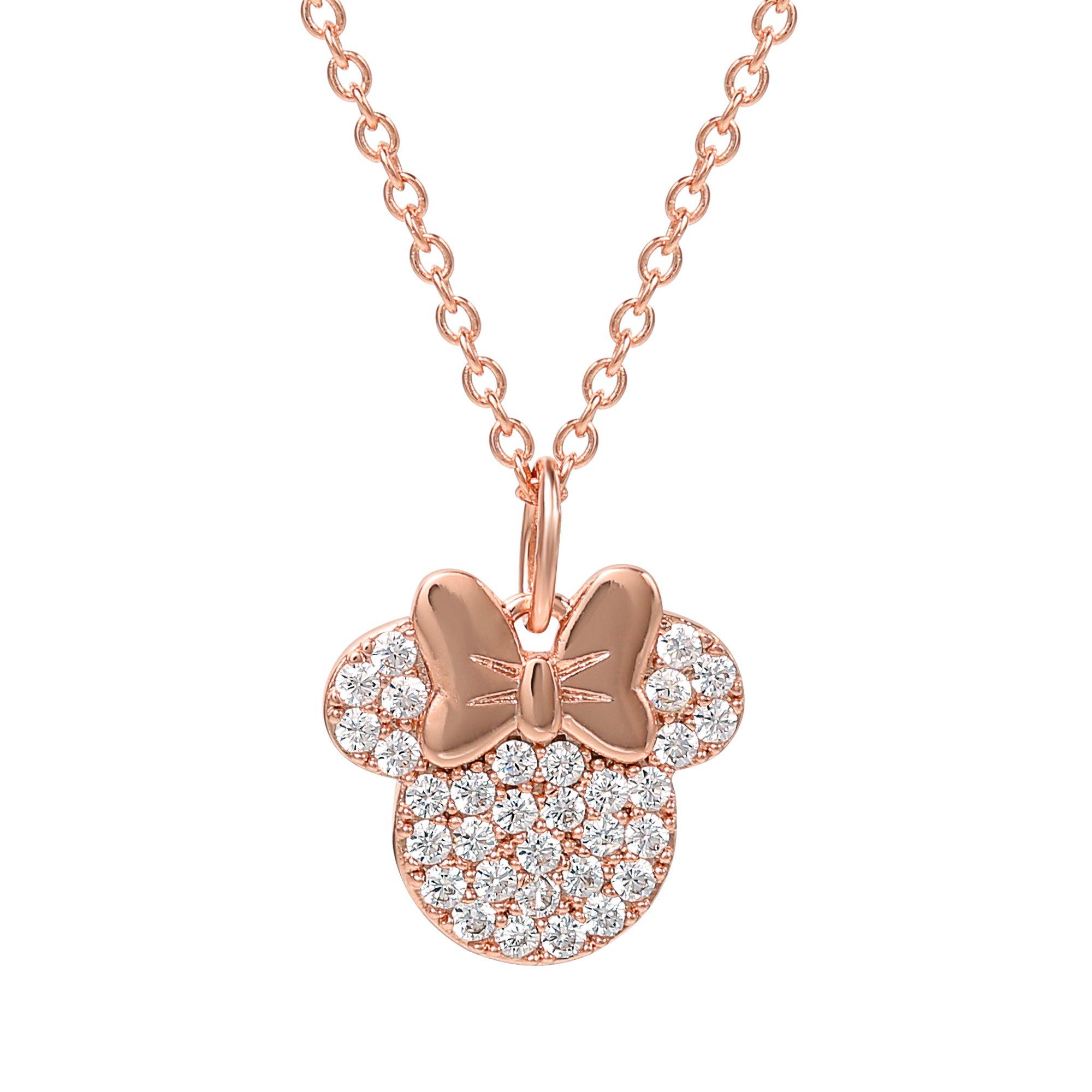 Gold - Minnie Mouse - Minnie Mouse stone set rose gold plated necklace - 1