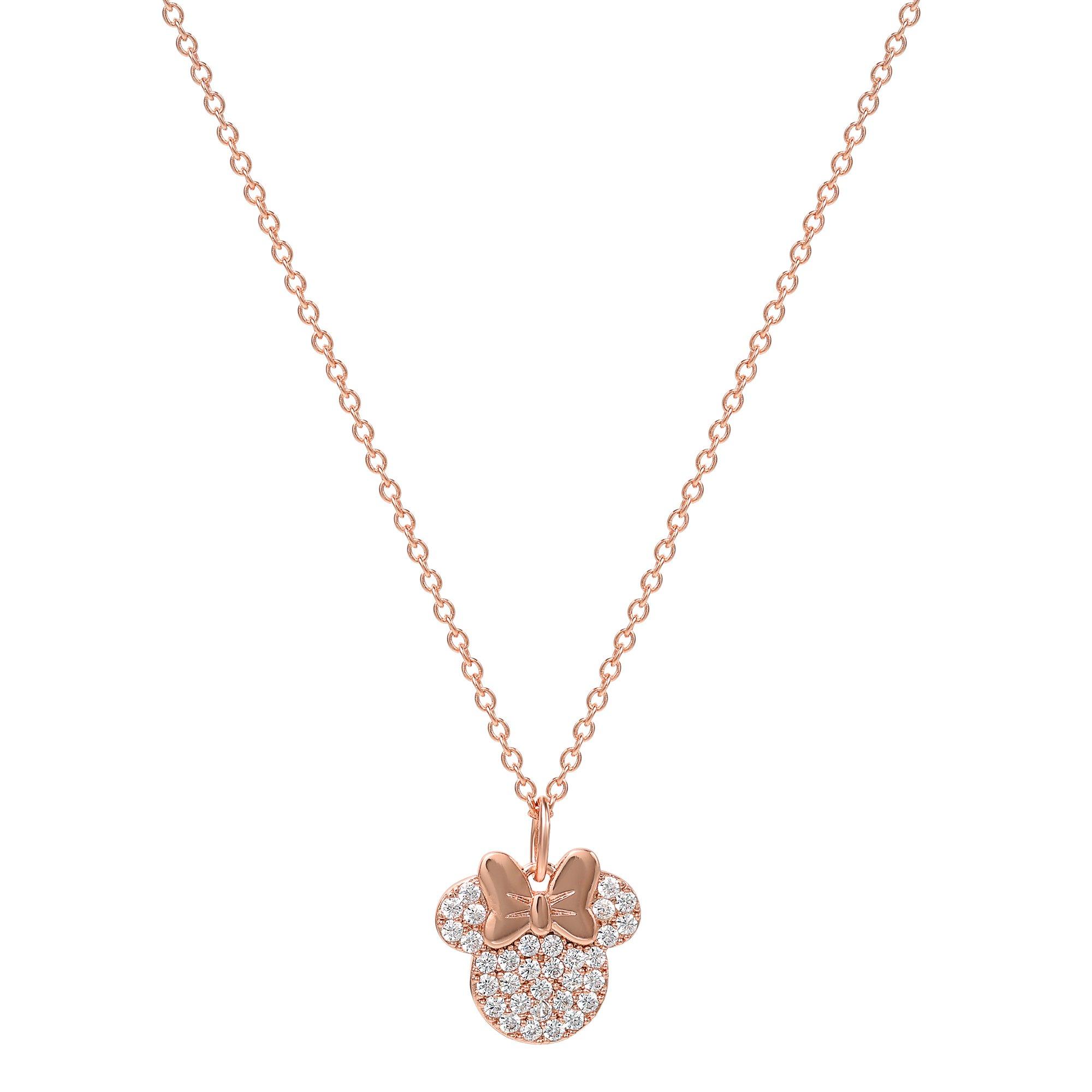 Gold - Minnie Mouse - Minnie Mouse stone set rose gold plated necklace - 2