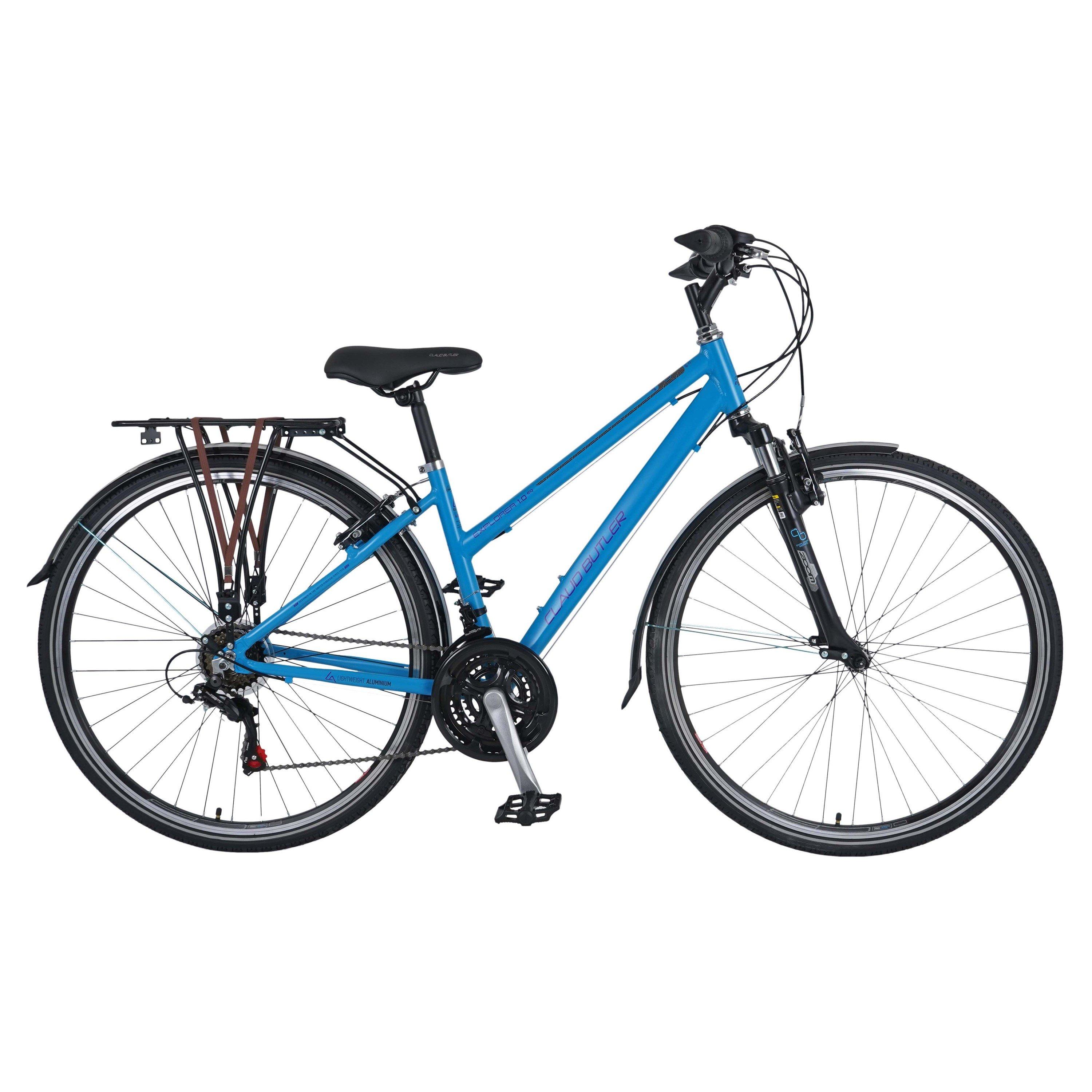 Claud Butler Women's Explorer 1.0 Eq Low Step Hybrid Bike - Blue - 18inc