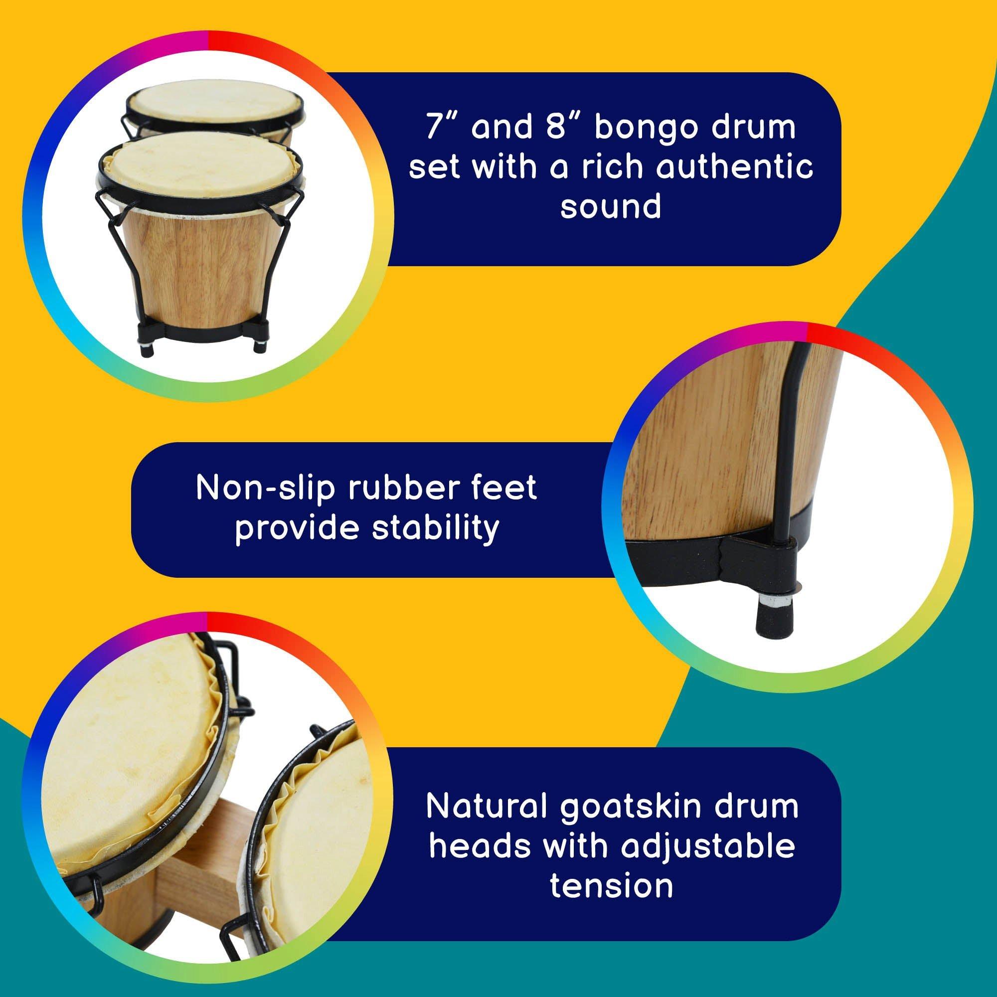 Natural - A-Star - A-Star Bongos 7 Inch and 8 Inch Bongo Drums - 2