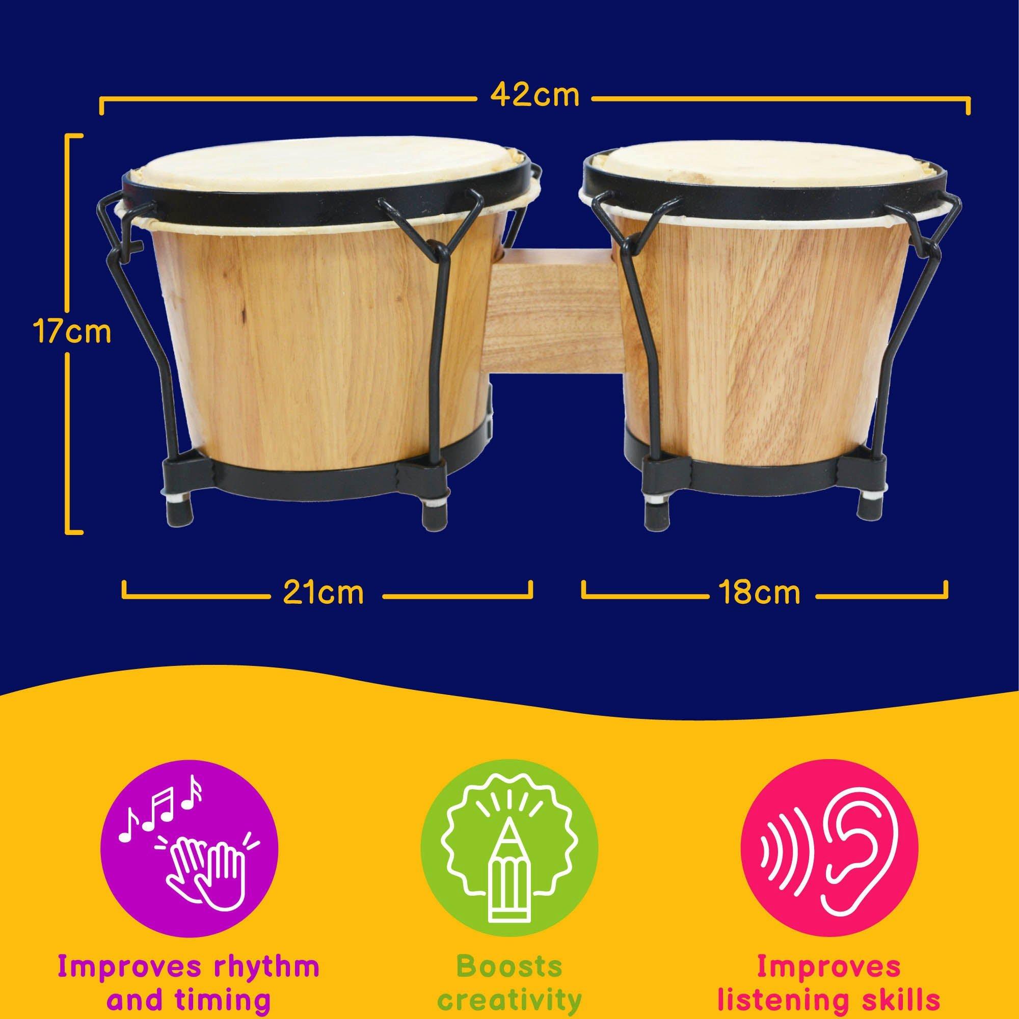 Natural - A-Star - A-Star Bongos 7 Inch and 8 Inch Bongo Drums - 3