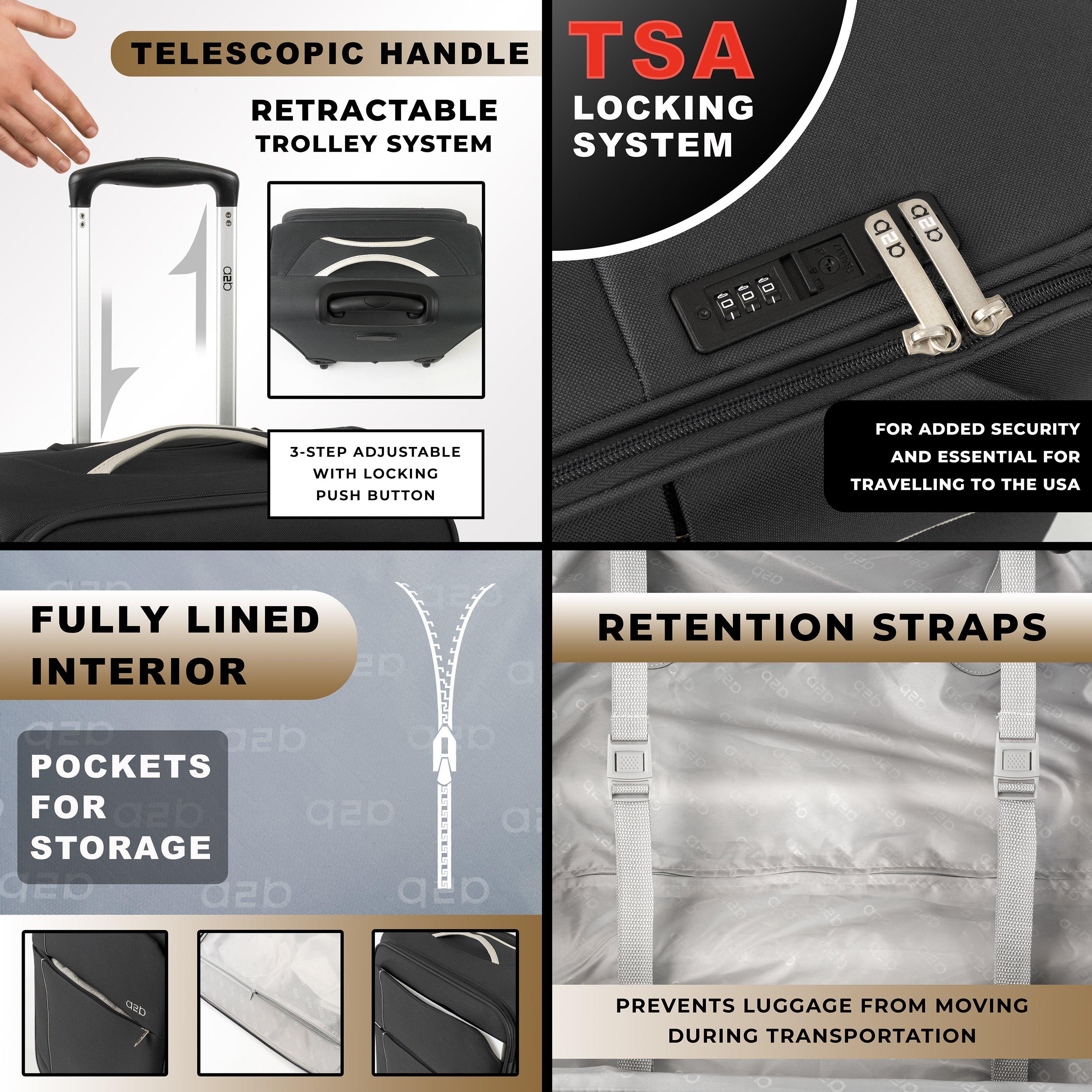 Black - A2B - Odyssey Hold Suitcases Lightweight Travel Luggage - 3