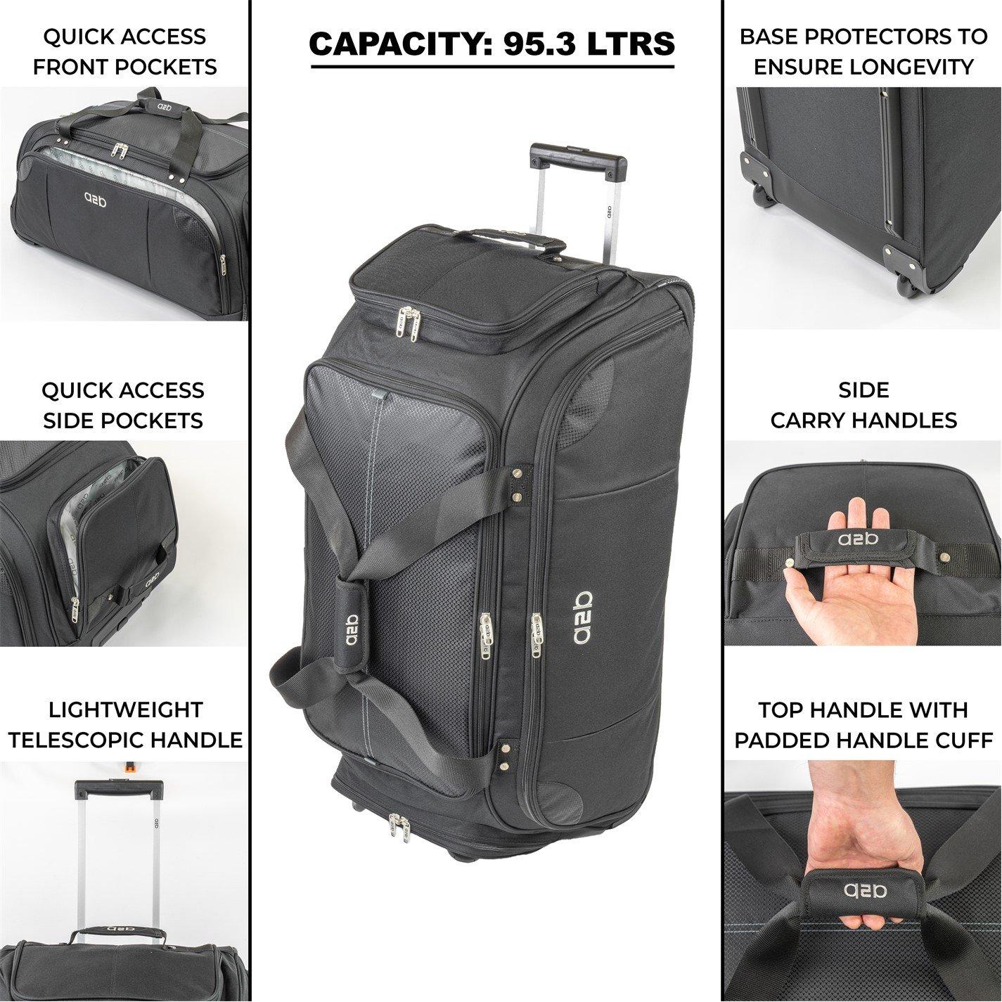 Black - A2B - Quest 95.3L Wheeled Holdall Roller Duffel Bag - 5