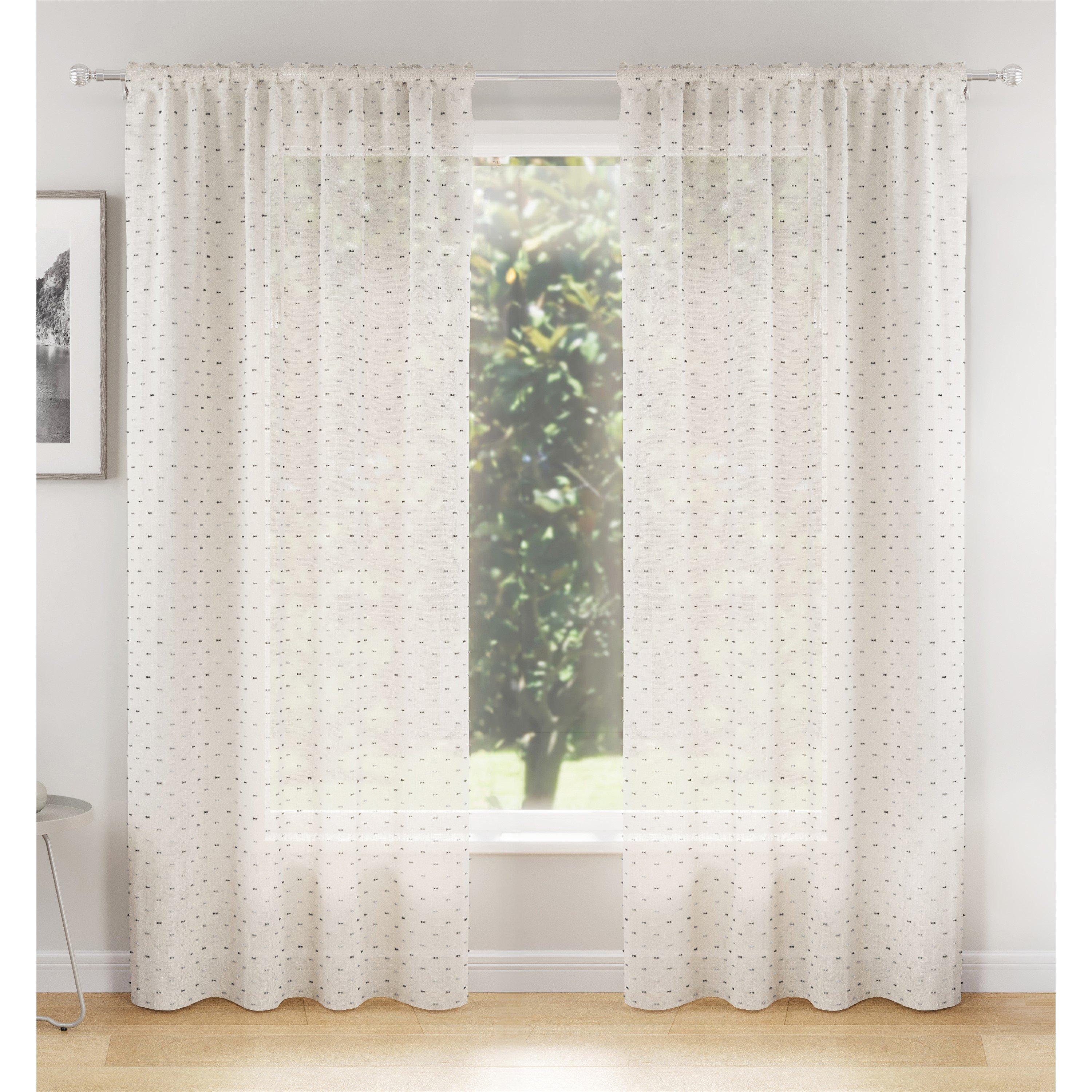 Grey - Enhanced Living - Hanoi Woven Tufted Sheer Voile Panels - Pair - 1