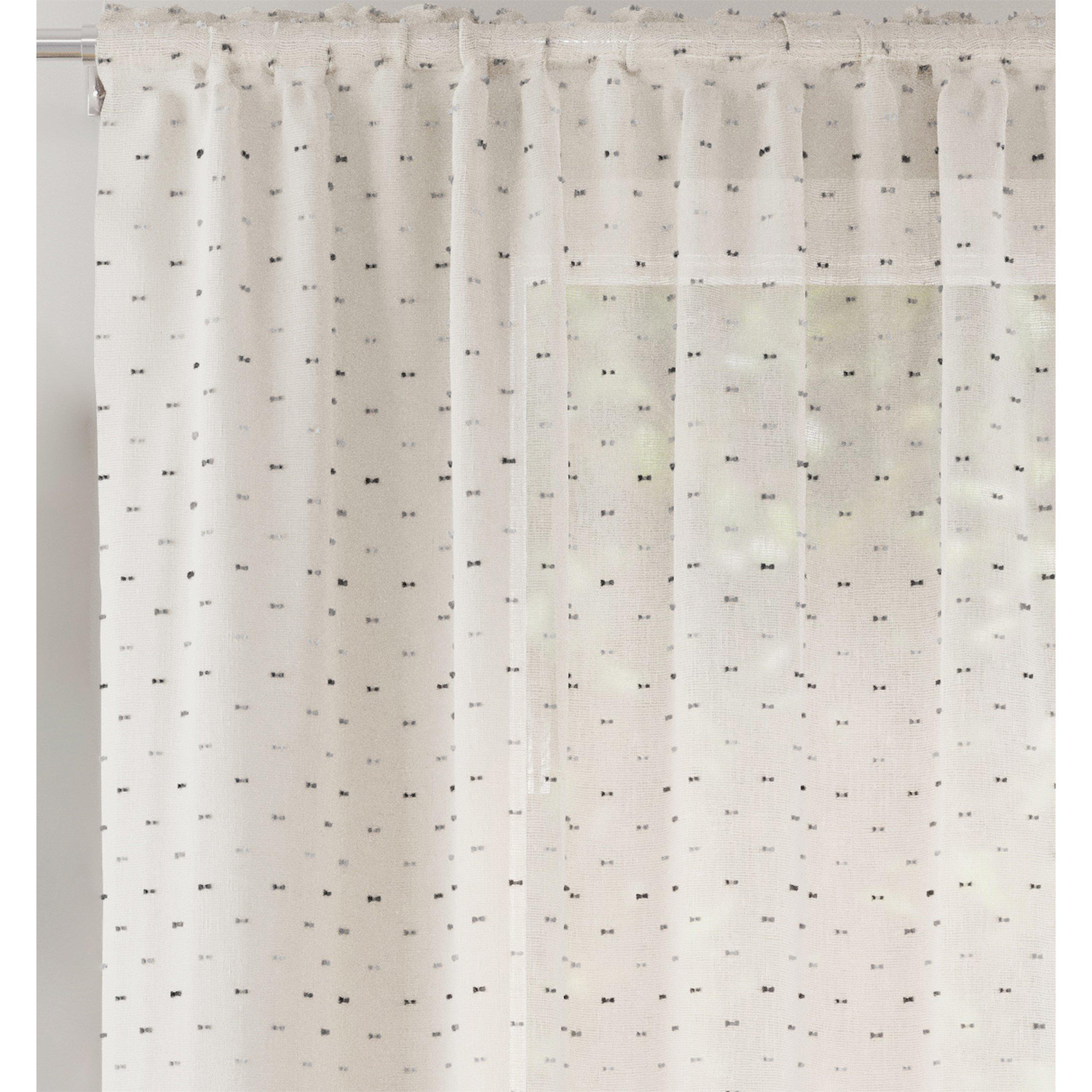 Grey - Enhanced Living - Hanoi Woven Tufted Sheer Voile Panels - Pair - 2