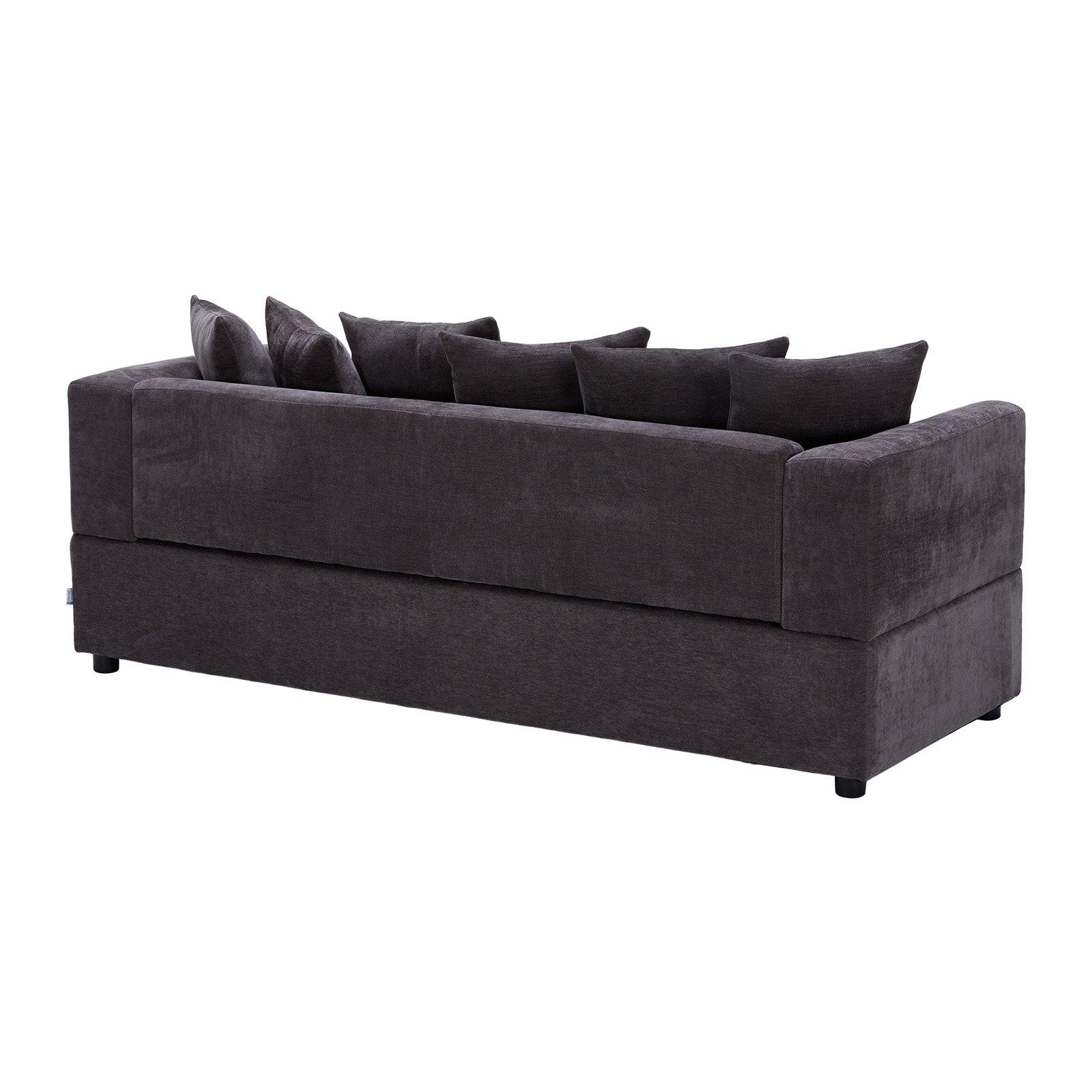 Grey - Kabinet UK - Chenille Upholstered 3-Seater Sectional Sofa with - 6