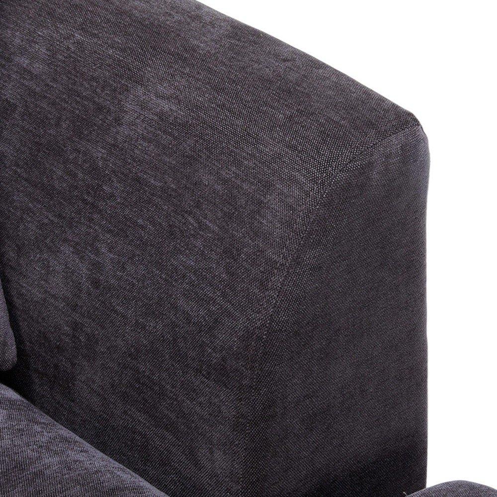 Grey - Kabinet UK - Chenille Upholstered 3-Seater Sectional Sofa with - 10
