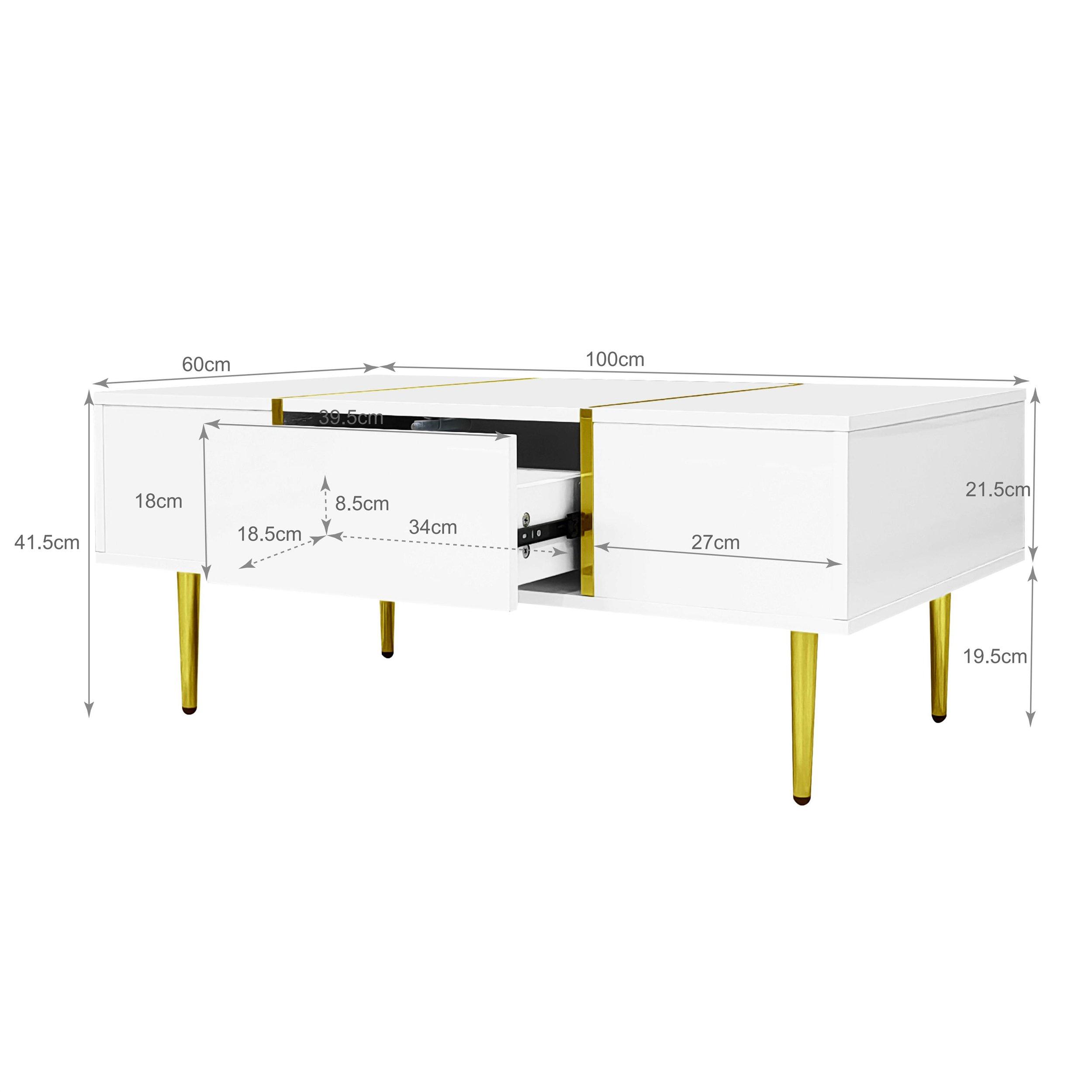 White - Urban Meuble - Modern White Side Table with Gold Accents - 4
