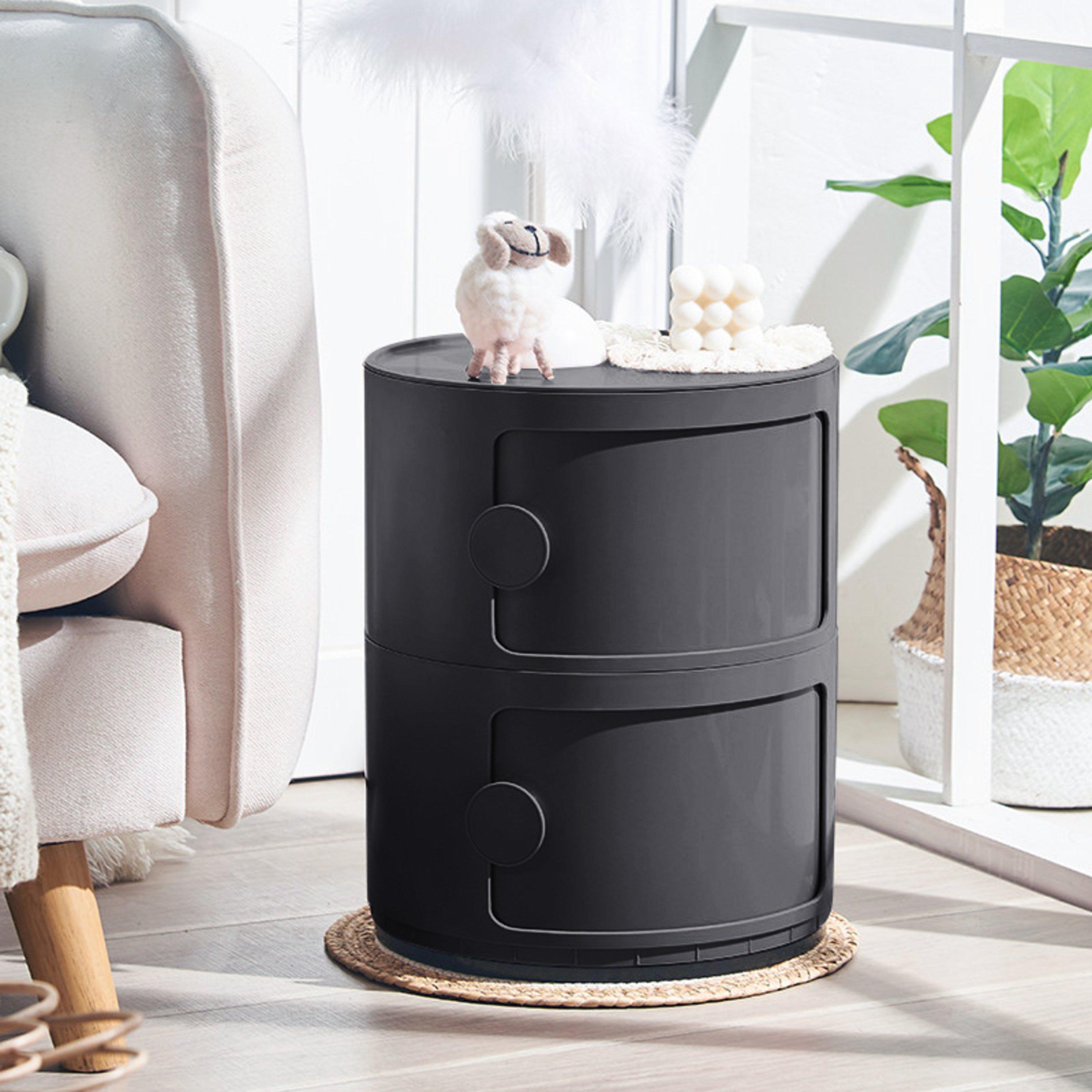 Black - LIFE IDEAS - Round Multi-tiered Drawer Storage Unit Organizer - 1