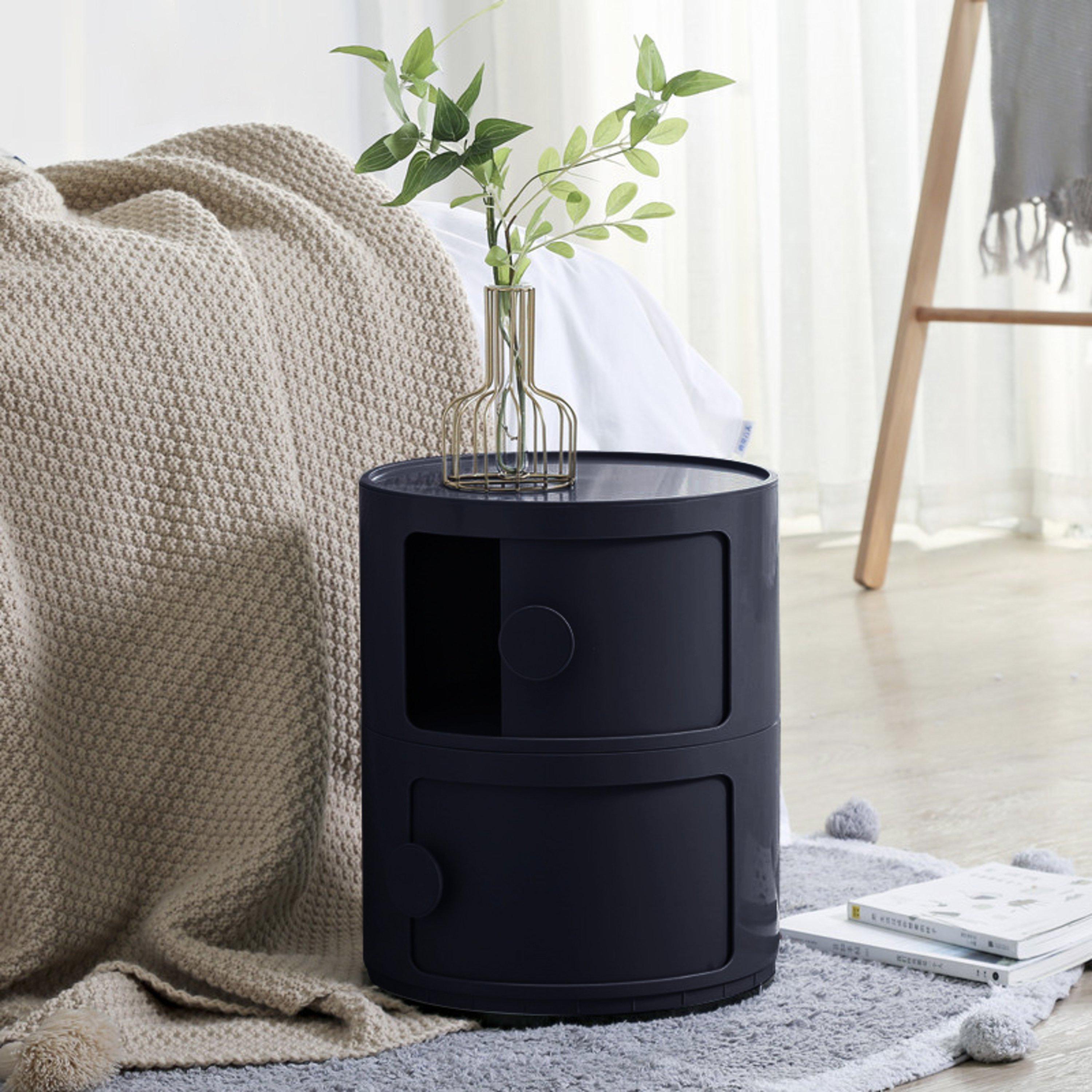 Black - LIFE IDEAS - Round Multi-tiered Drawer Storage Unit Organizer - 2