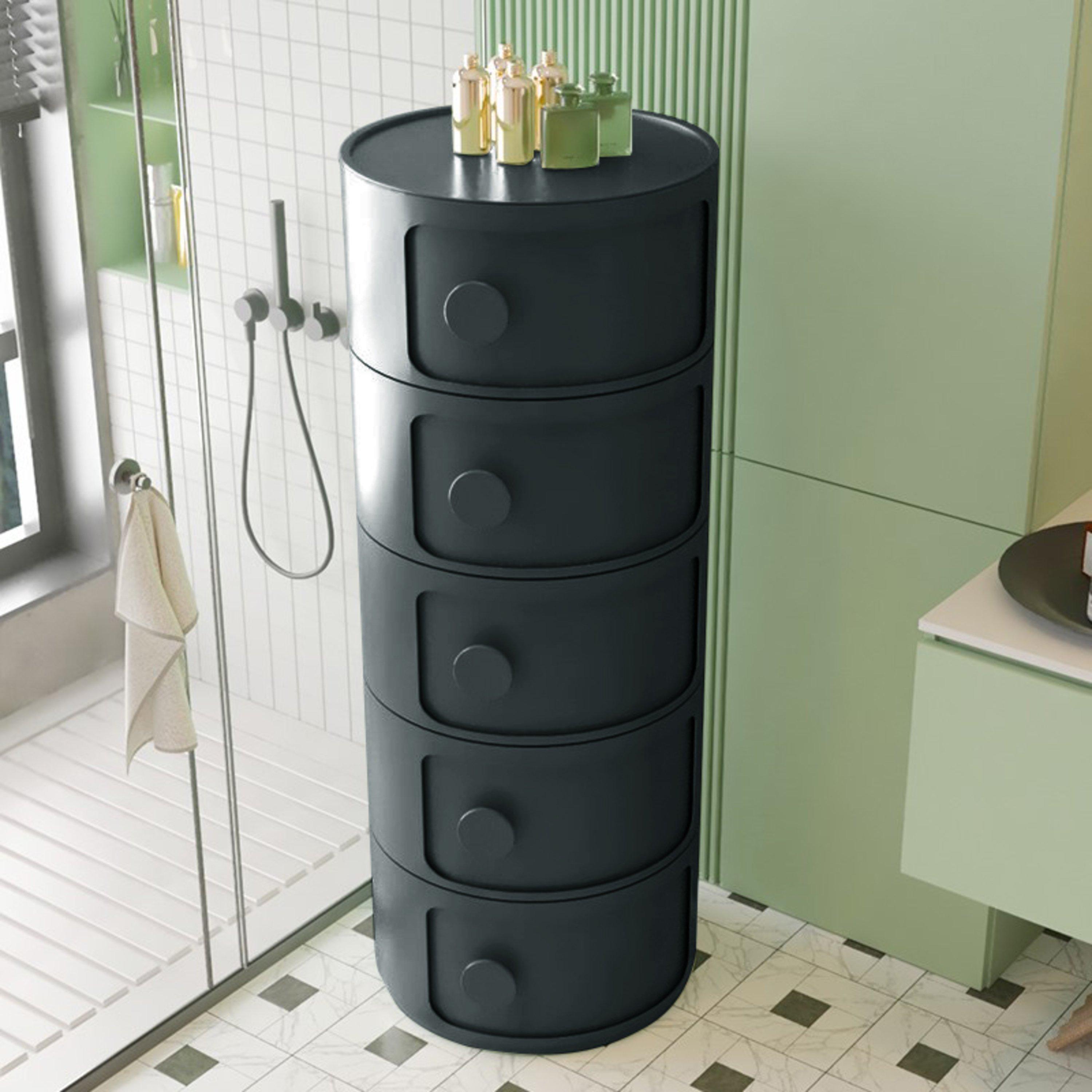 Black - LIFE IDEAS - Round Multi-tiered Drawer Storage Unit Organizer - 3