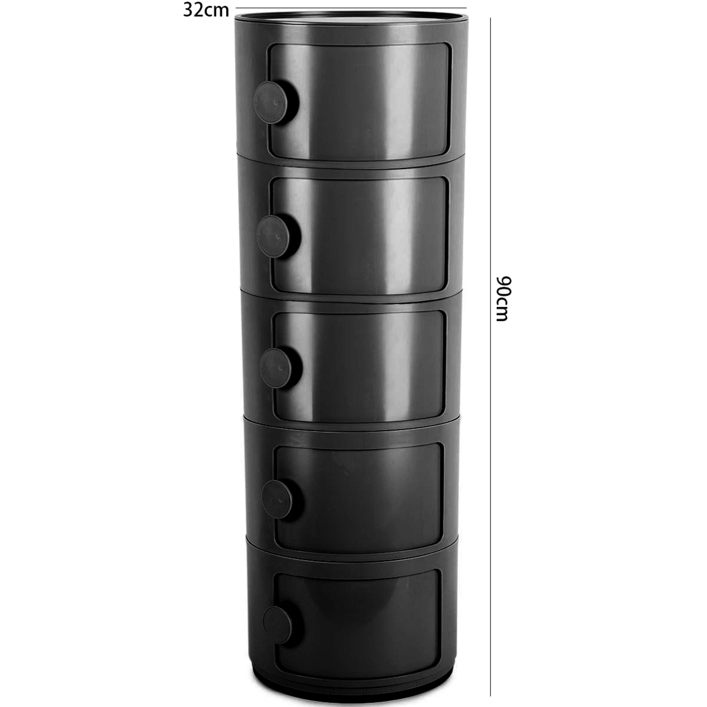 Black - LIFE IDEAS - Round Multi-tiered Drawer Storage Unit Organizer - 6