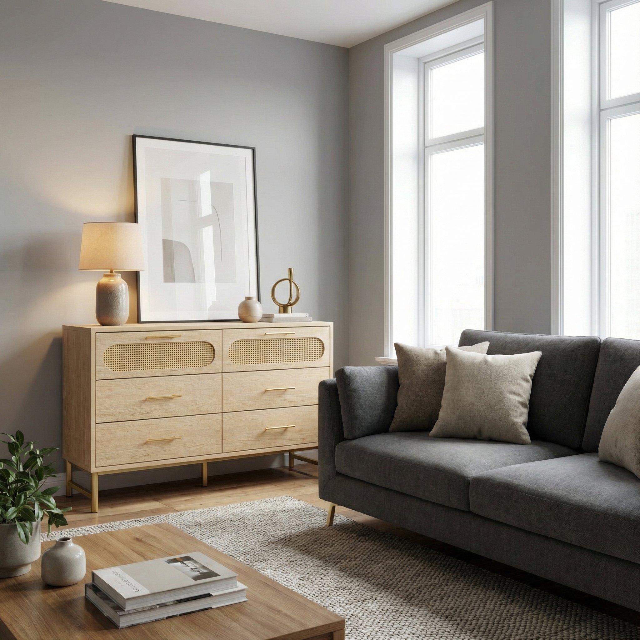 Beige - Urban Meuble - Beige Modern Console Table with Storage - 2