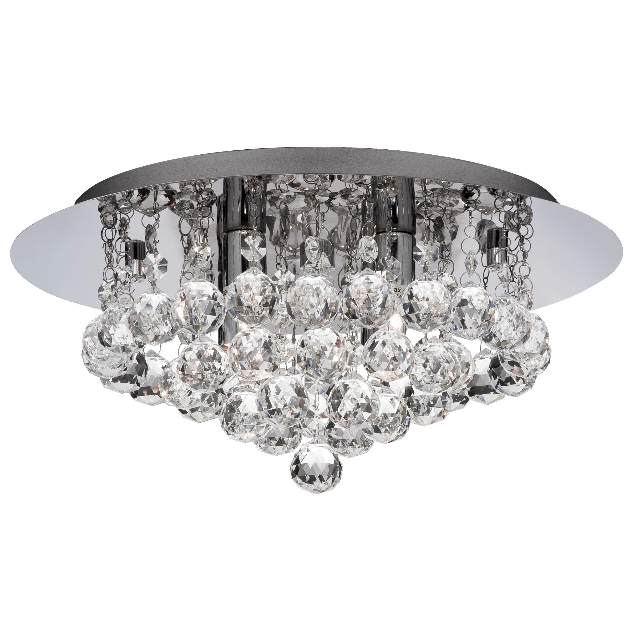Chrome - Lighting Collection - Jasmine 4Lt Flush  - Chrome Metal & Clear Crystal - 2