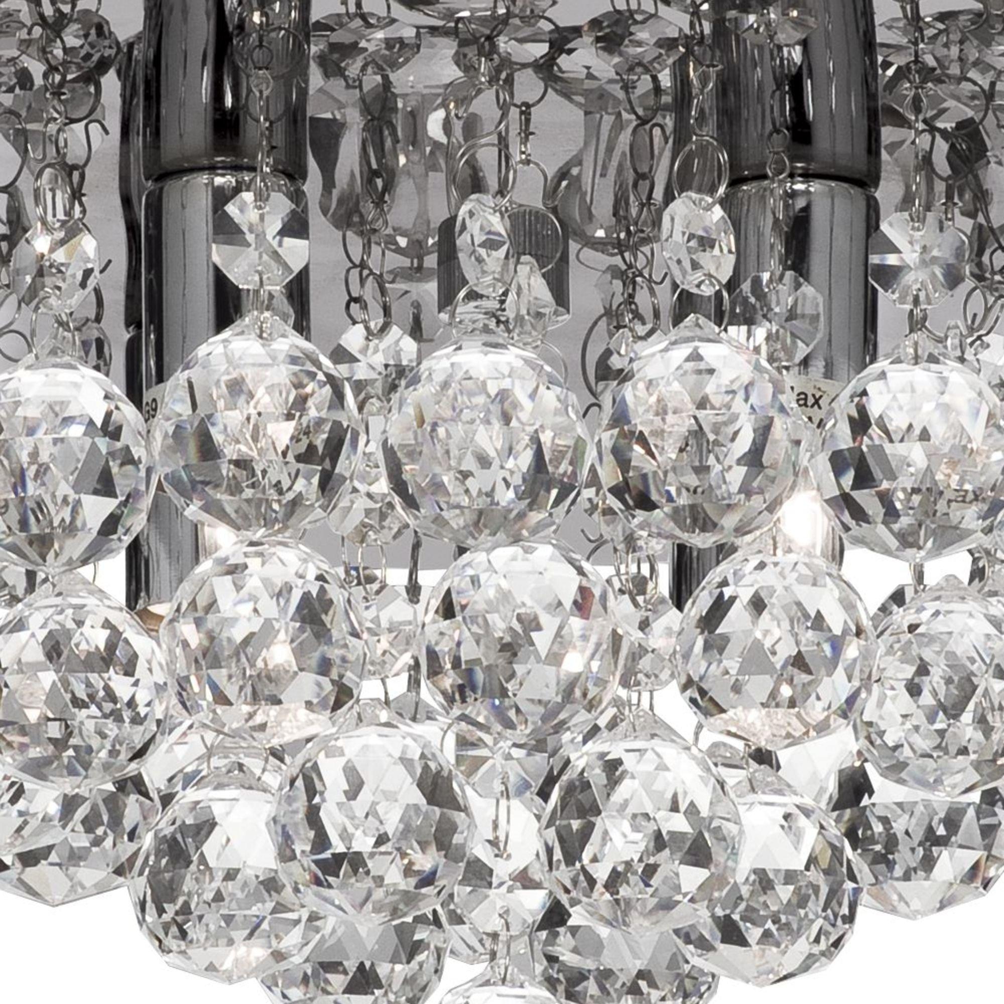Chrome - Lighting Collection - Jasmine 4Lt Flush  - Chrome Metal & Clear Crystal - 3