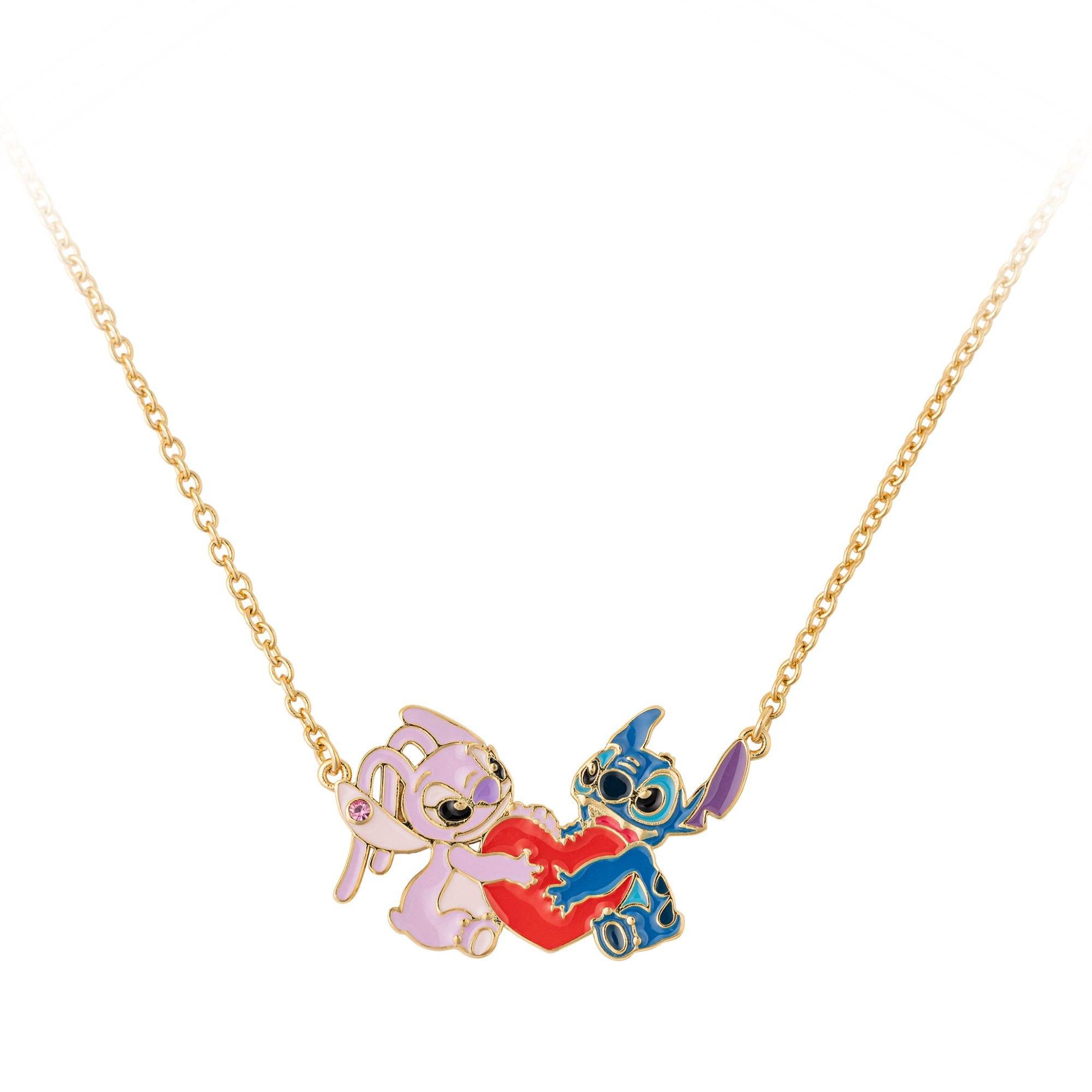 Gold - Disney Stitch - Stitch and Angel gold plated heart necklace - 1