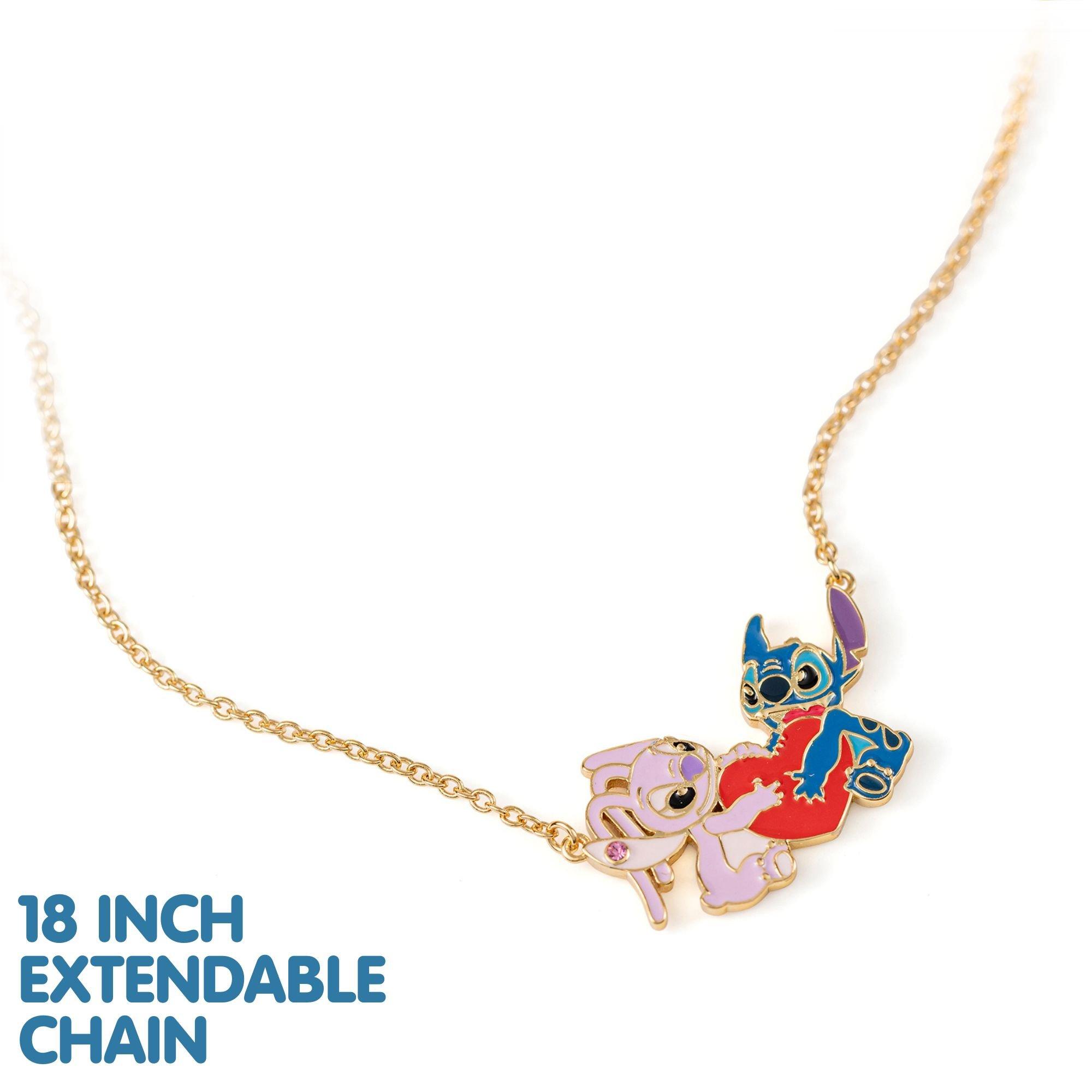 Gold - Disney Stitch - Stitch and Angel gold plated heart necklace - 3