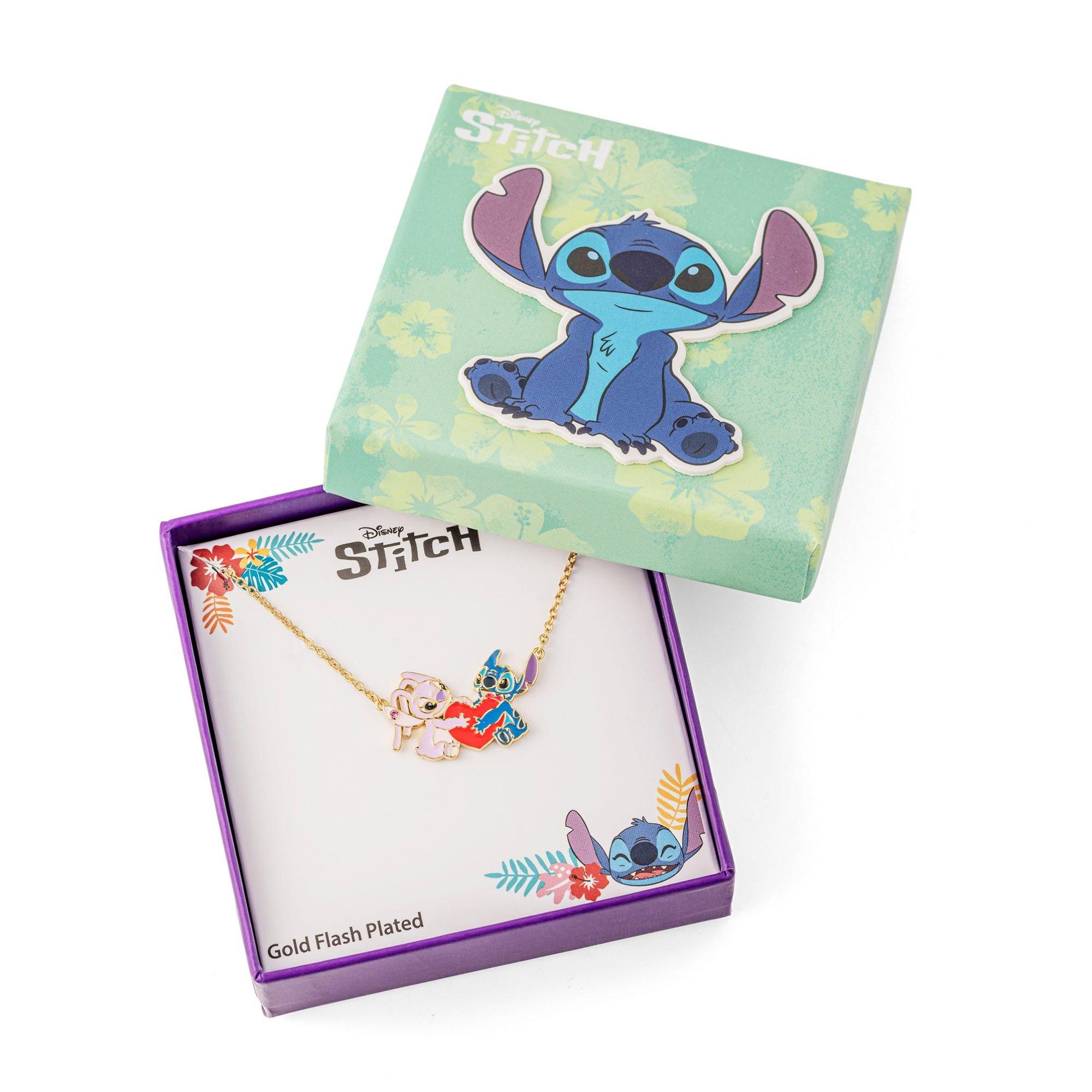 Gold - Disney Stitch - Stitch and Angel gold plated heart necklace - 4
