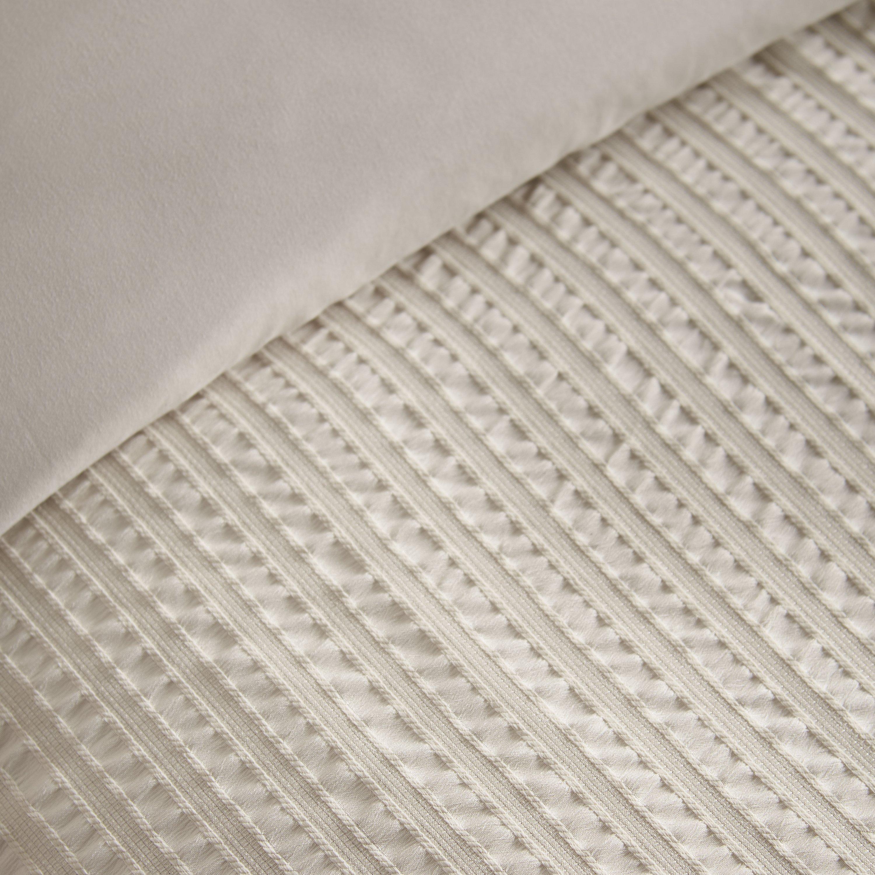 Natural - Catherine Lansfield - Stripe Seersucker Duvet Cover Set - 3
