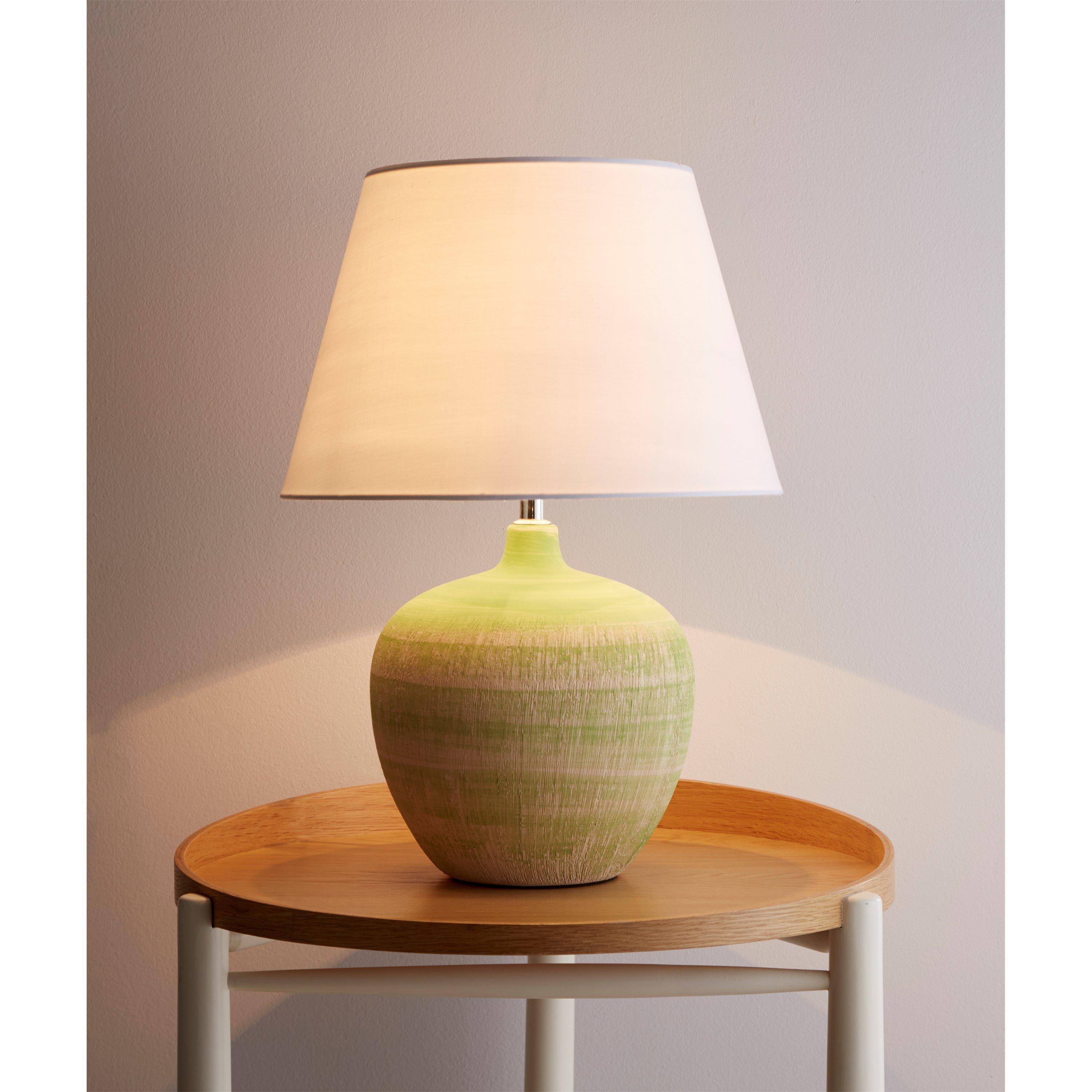 Green - K Living - Tenby Glazed Ceramic Table Lamp With Fabric Shade - 3