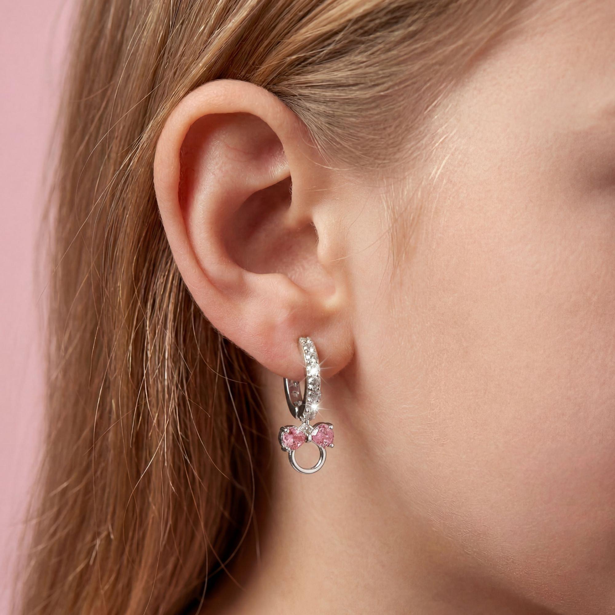 Silver - Minnie Mouse - Minnie Mouse silver plated open hoop earrings - 2