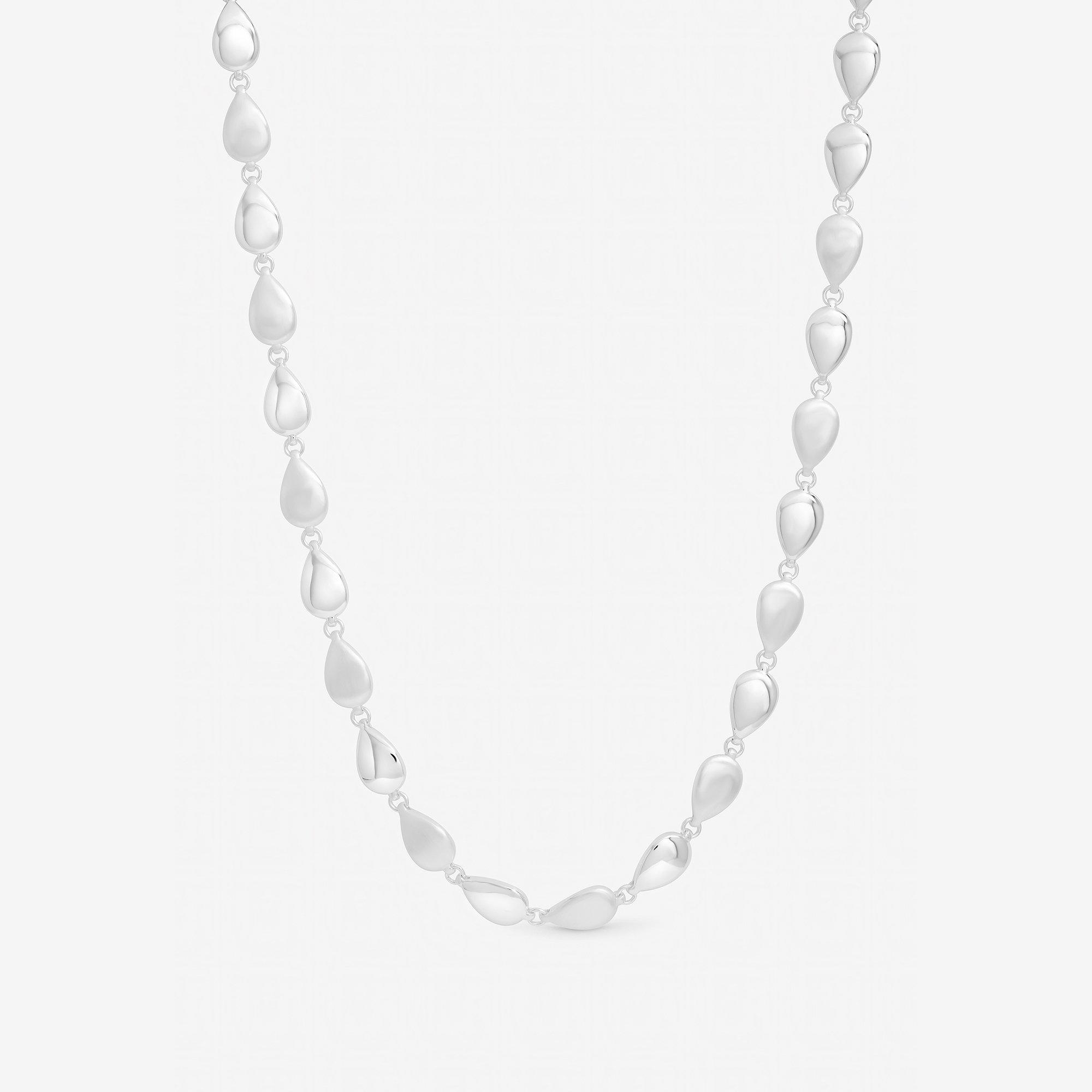 Silver - Inicio - Silver Plated Satin Pebble Necklace - Gift Pouch