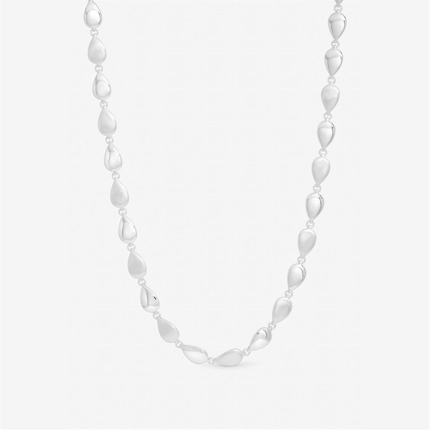 Inicio Women's Plated Satin Pebble Necklace - Gift Pouch Silver