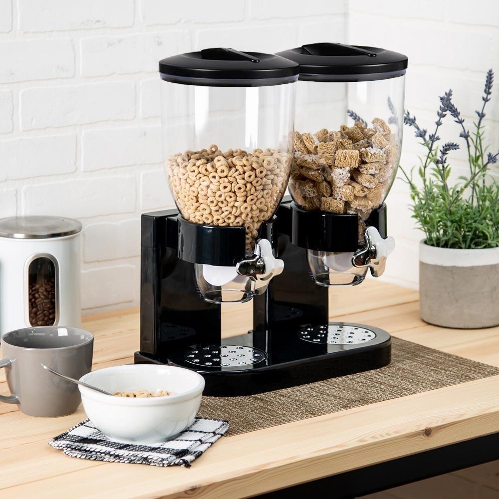 Life Ideas  Modern Food Dispenser Cereal Containers Storage - Black
