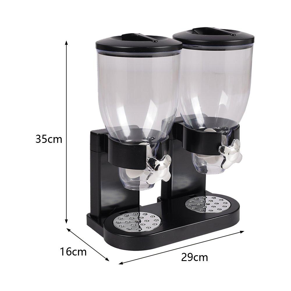 Black - LIFE IDEAS - Modern Food Dispenser Cereal Containers Storage - 8