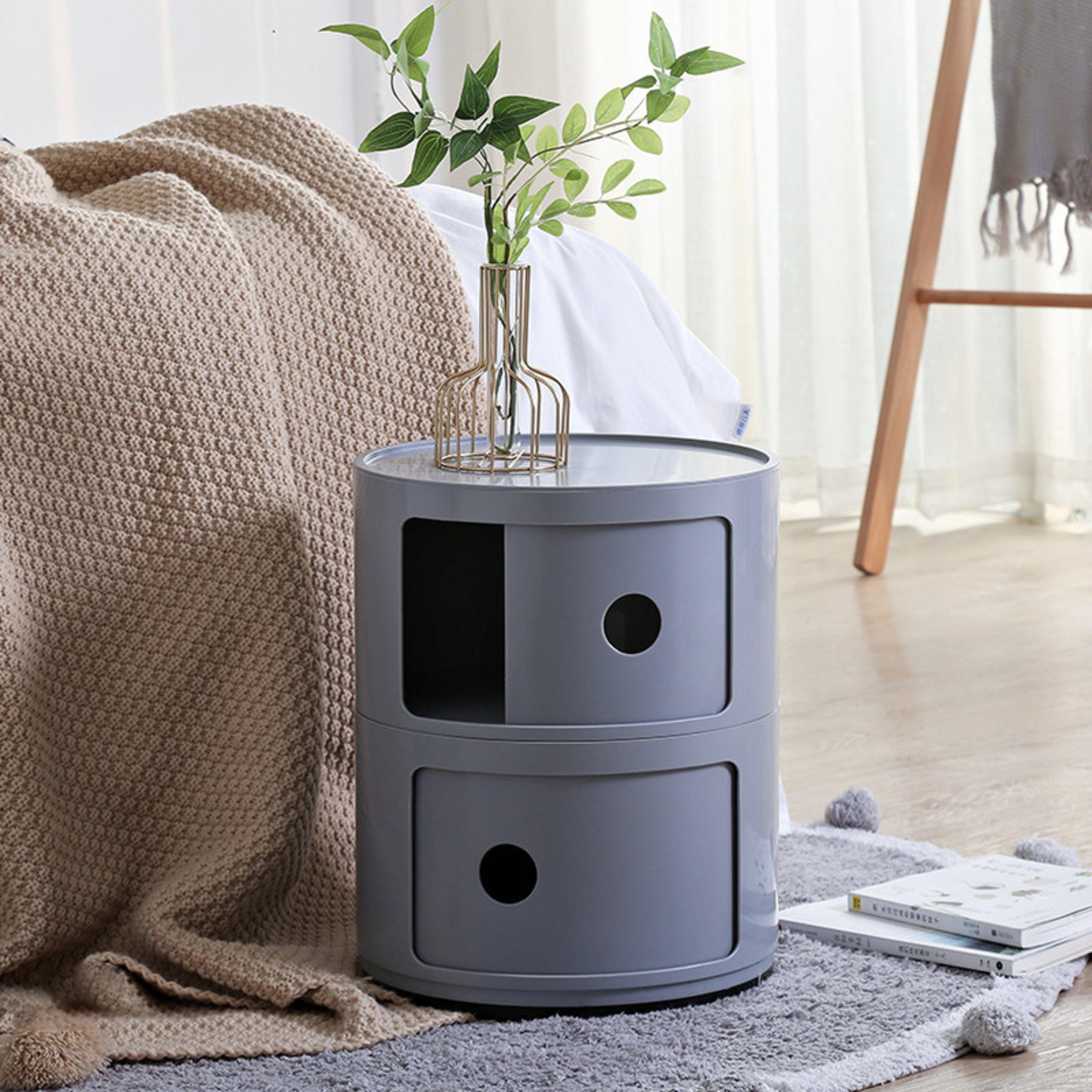Life Ideas  Cylindrical -Tier Plastic Drawer Unit - Grey - 3 Tier