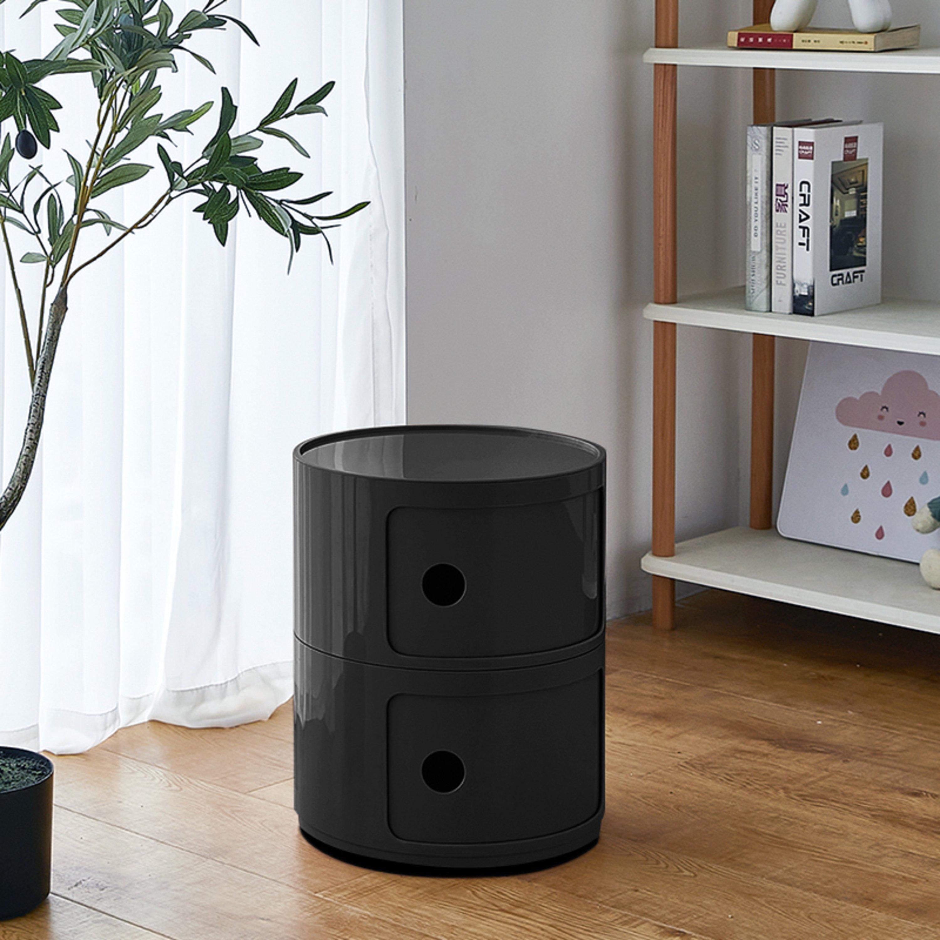 Life Ideas  Cylindrical -Tier Plastic Drawer Unit - Black - 4 Tier