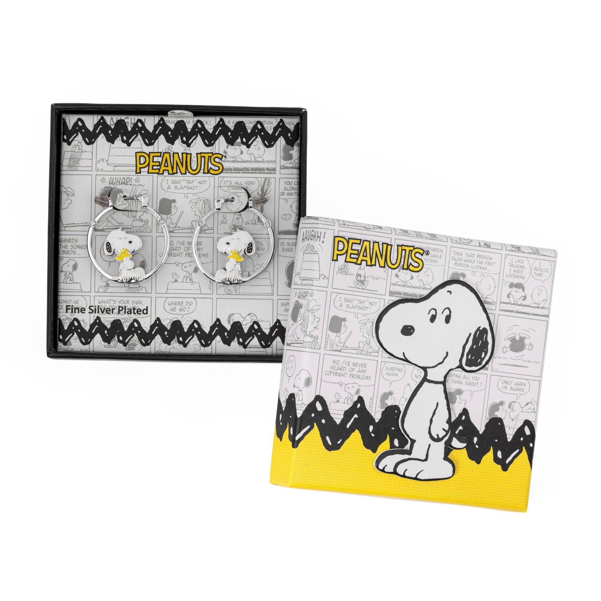 Silver - Snoopy - Snoopy and Woodstock silver plated hoop earrings - 4