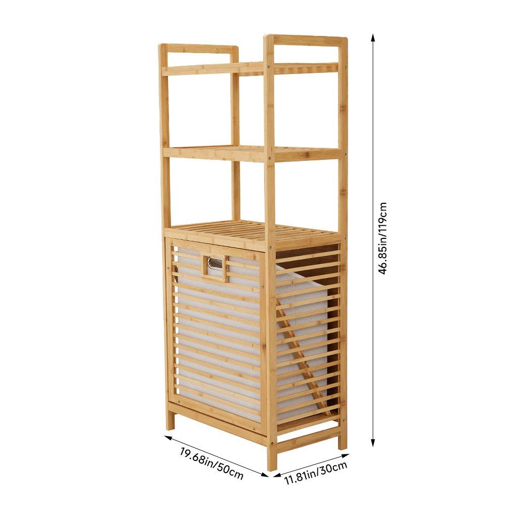 Brown - LIFE IDEAS - Freestanding Bamboo Laundry Hamper - 11