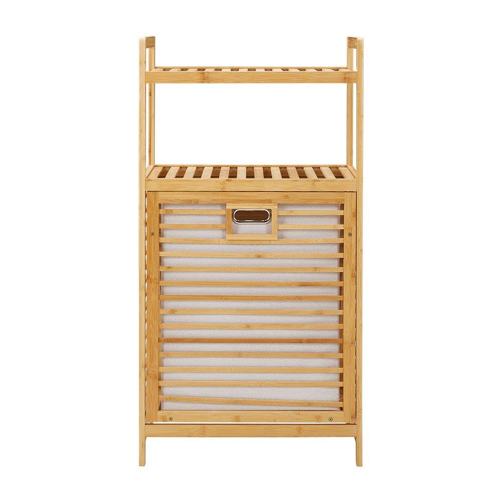 Brown - LIFE IDEAS - Freestanding Bamboo Laundry Hamper - 3