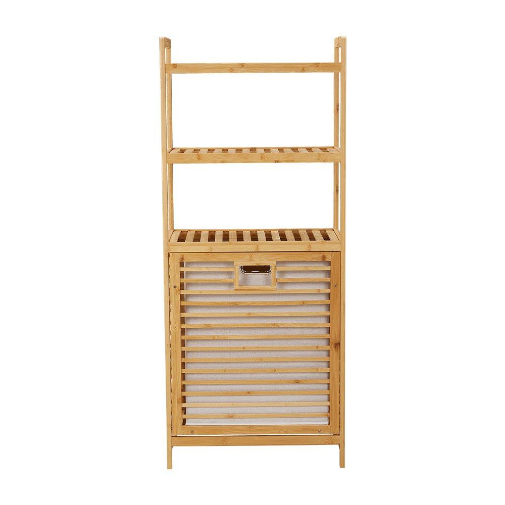 Brown - LIFE IDEAS - Freestanding Bamboo Laundry Hamper - 5