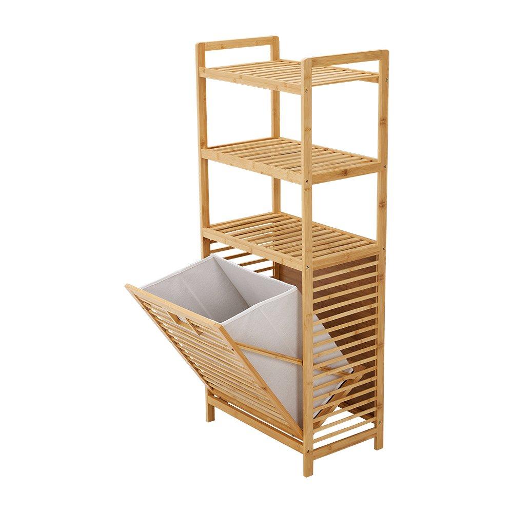 Brown - LIFE IDEAS - Freestanding Bamboo Laundry Hamper - 6