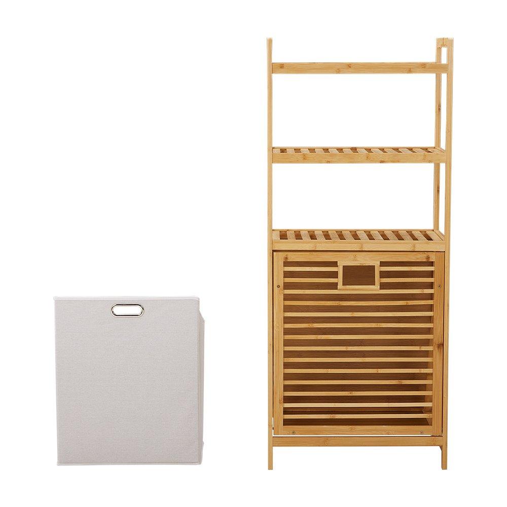 Brown - LIFE IDEAS - Freestanding Bamboo Laundry Hamper - 7
