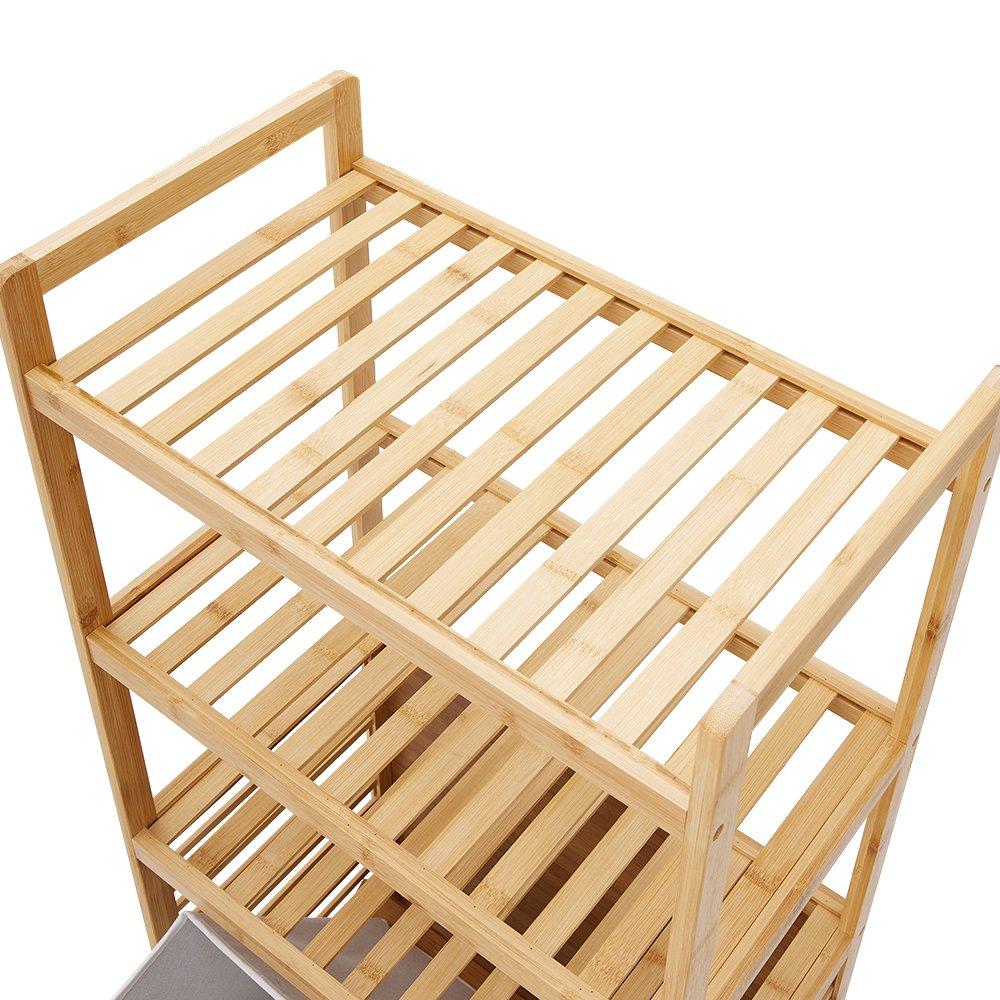 Brown - LIFE IDEAS - Freestanding Bamboo Laundry Hamper - 8