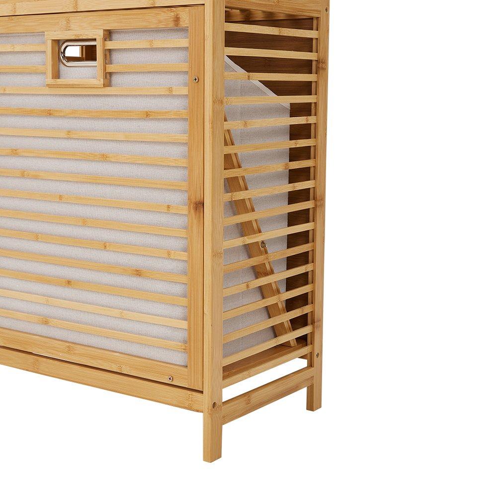 Brown - LIFE IDEAS - Freestanding Bamboo Laundry Hamper - 9