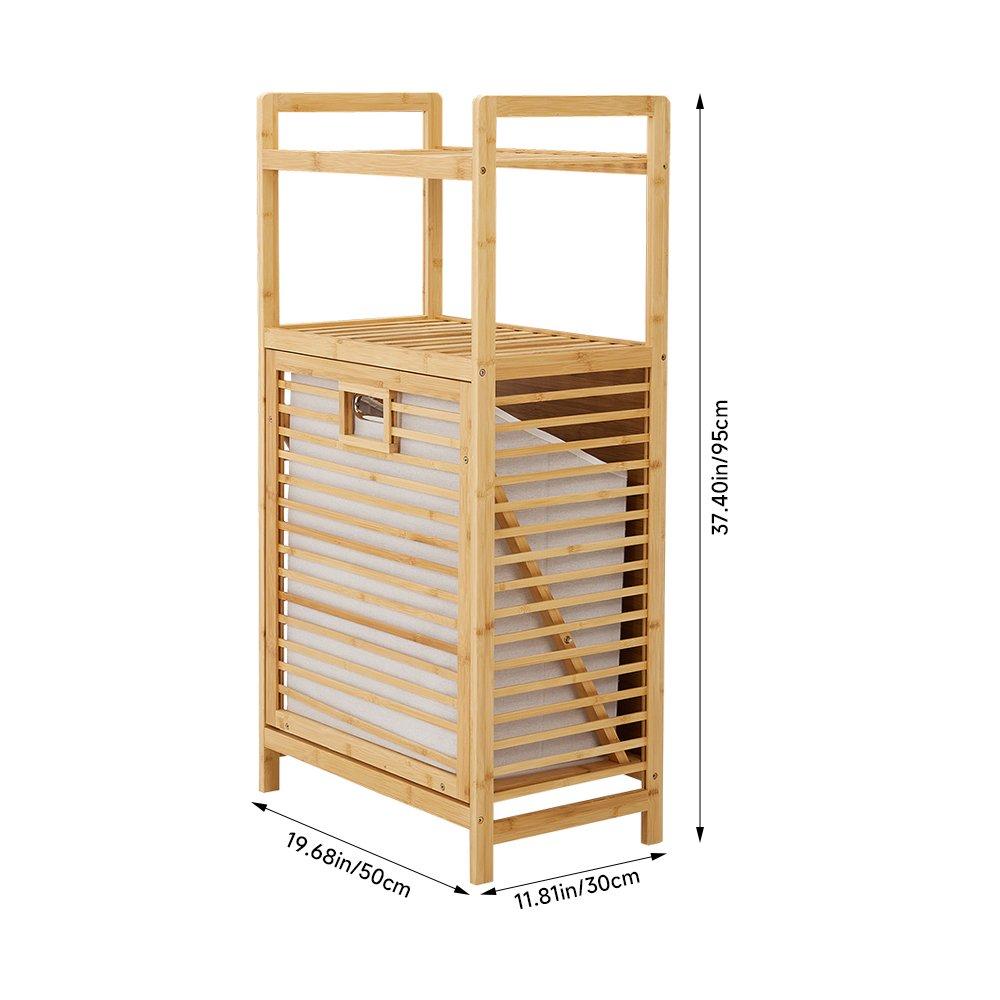 Brown - LIFE IDEAS - Freestanding Bamboo Laundry Hamper - 10
