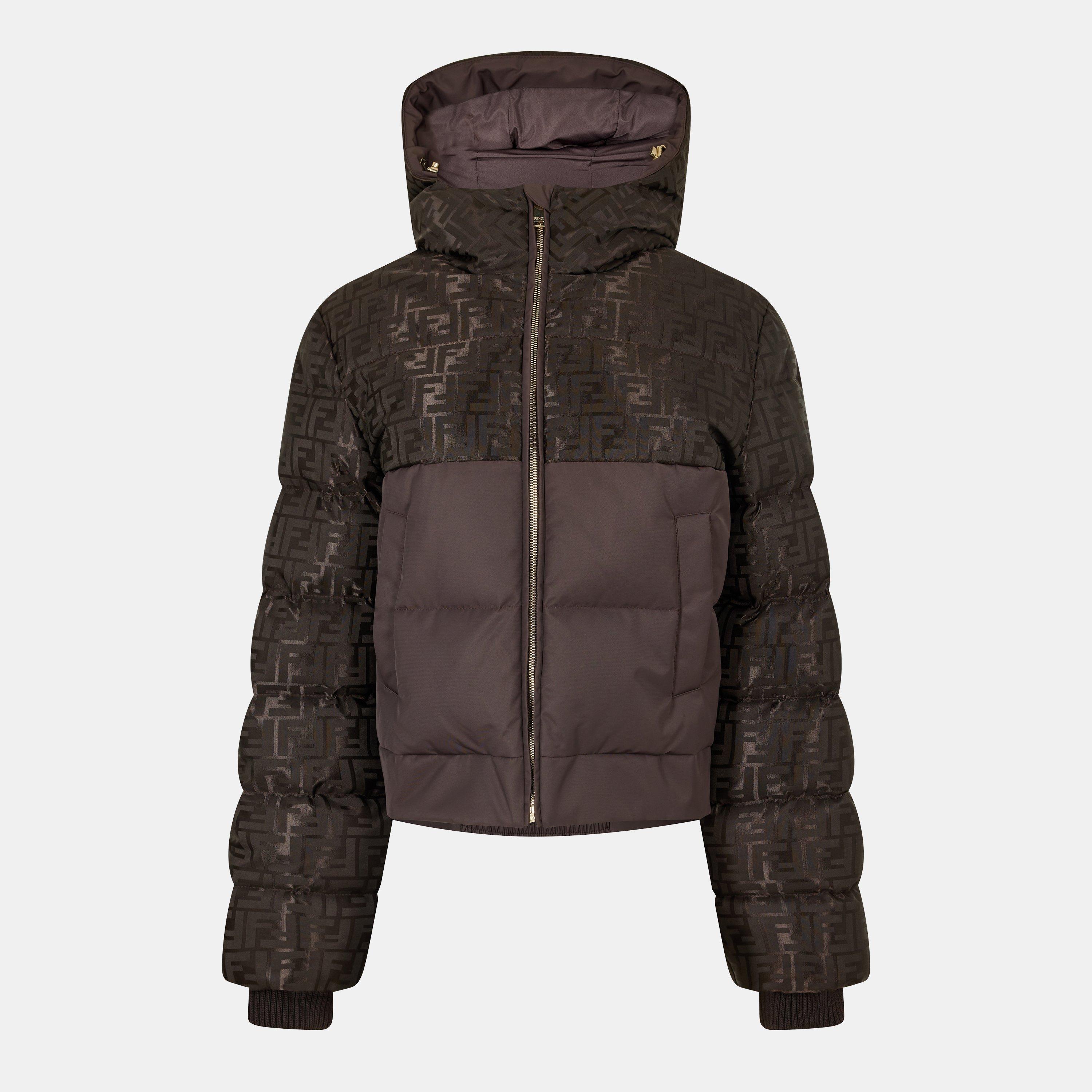 Fendi Brown FF nylon down jacket - Dark Brown - Size 46 (UK 14)