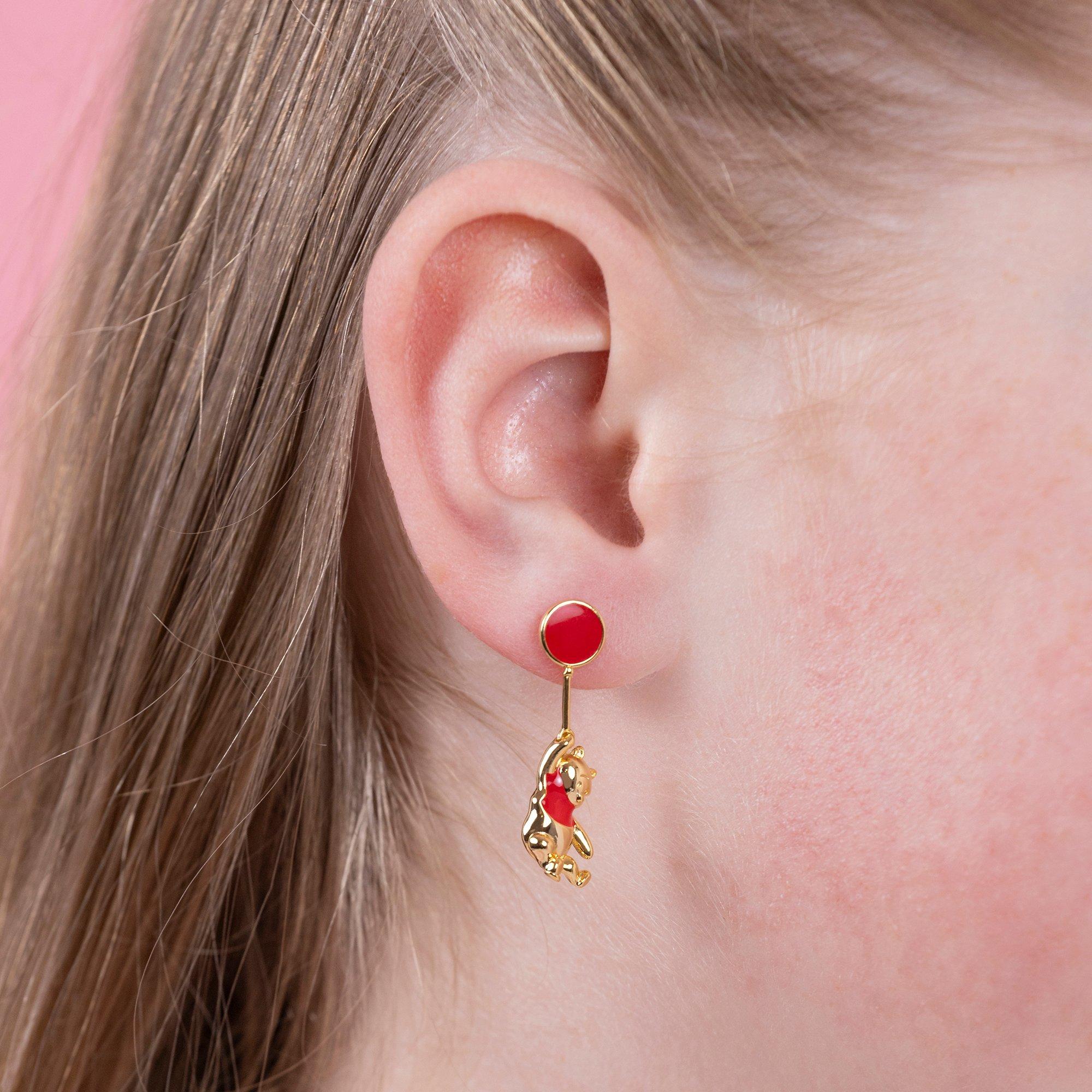 Gold - Winnie The Pooh - Winnie the Pooh gold balloon drop earrings - 2