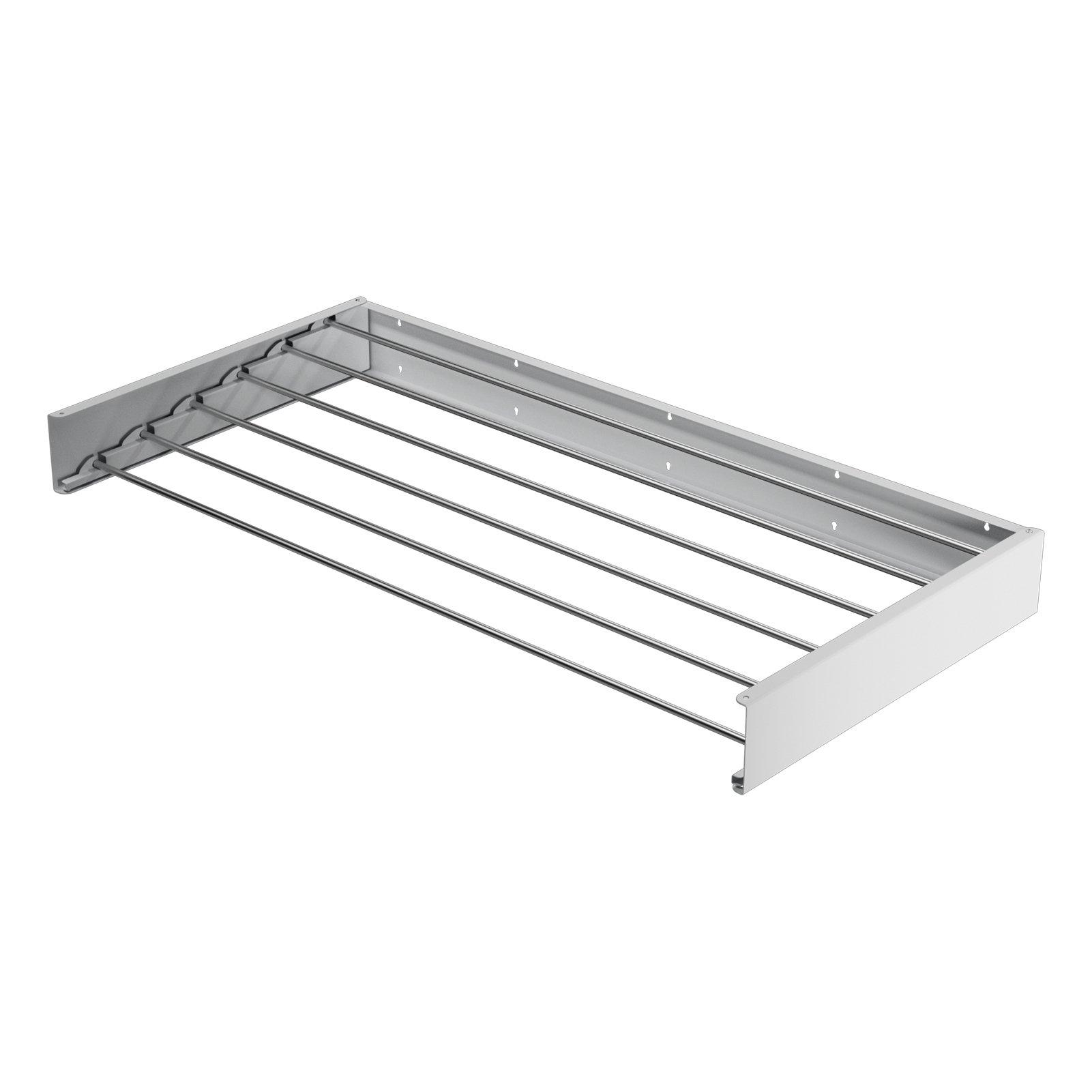 White - LIFE IDEAS - Wall-Mounted Foldable Aluminium Clothes Airer - 3