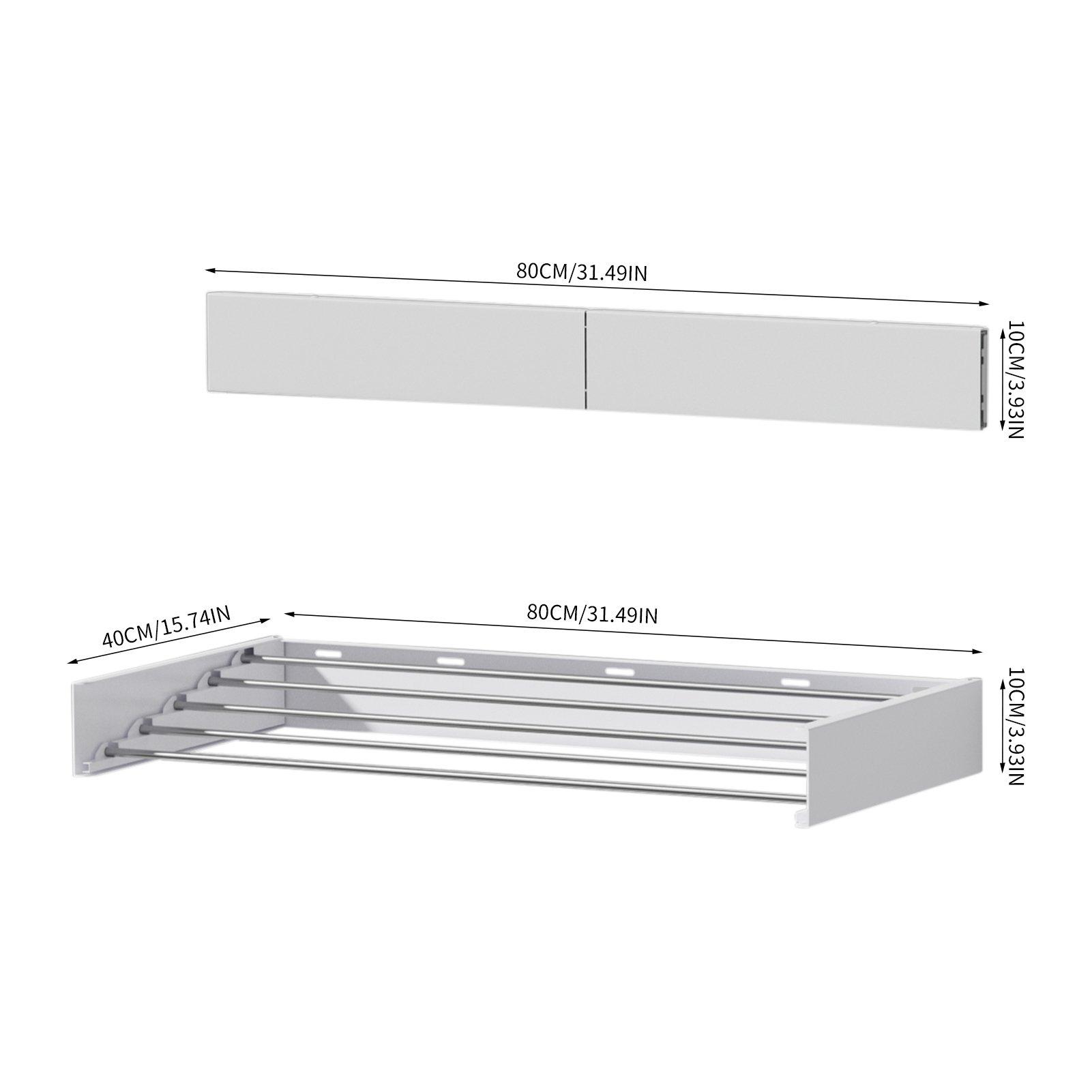 White - LIFE IDEAS - Wall-Mounted Foldable Aluminium Clothes Airer - 7