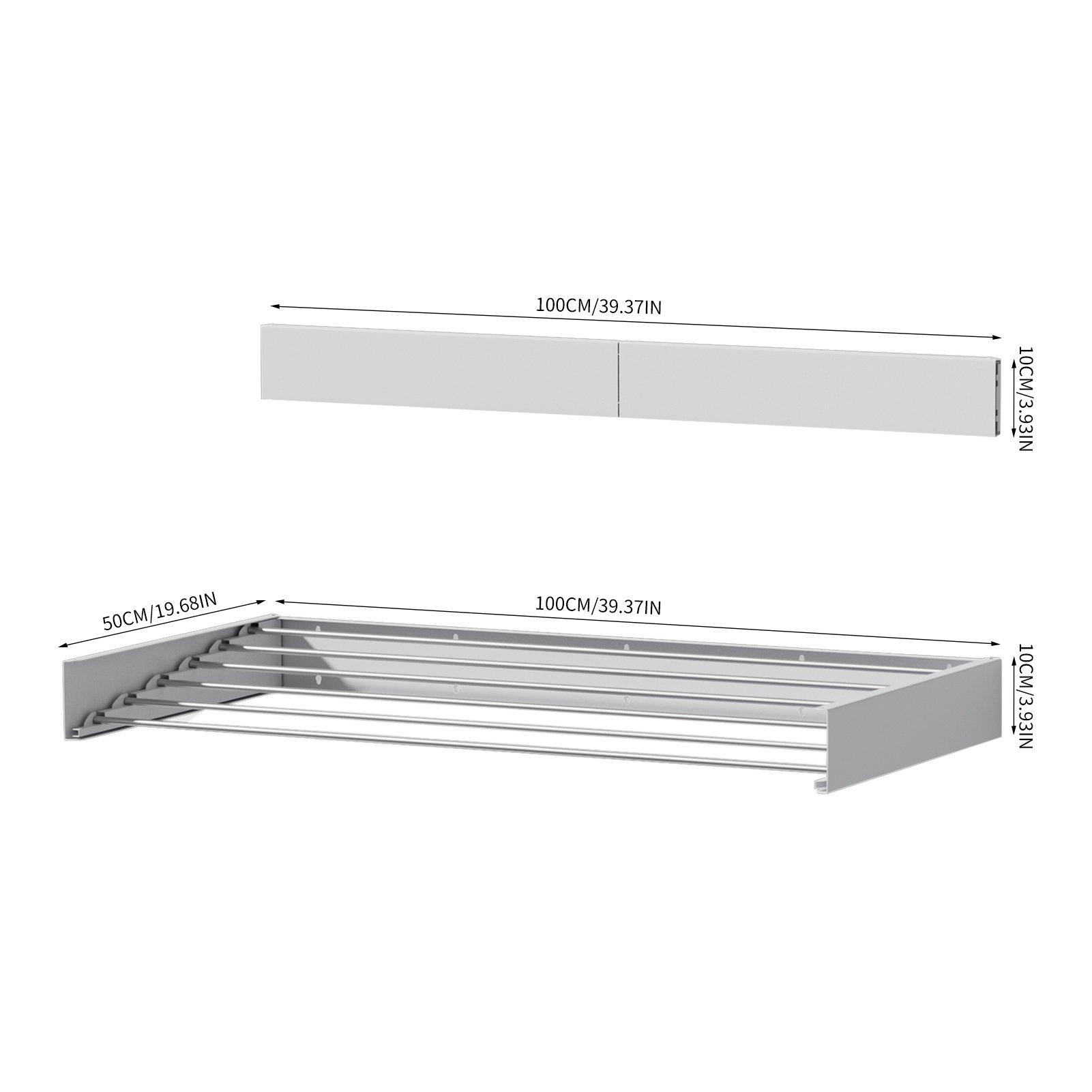 White - LIFE IDEAS - Wall-Mounted Foldable Aluminium Clothes Airer - 8