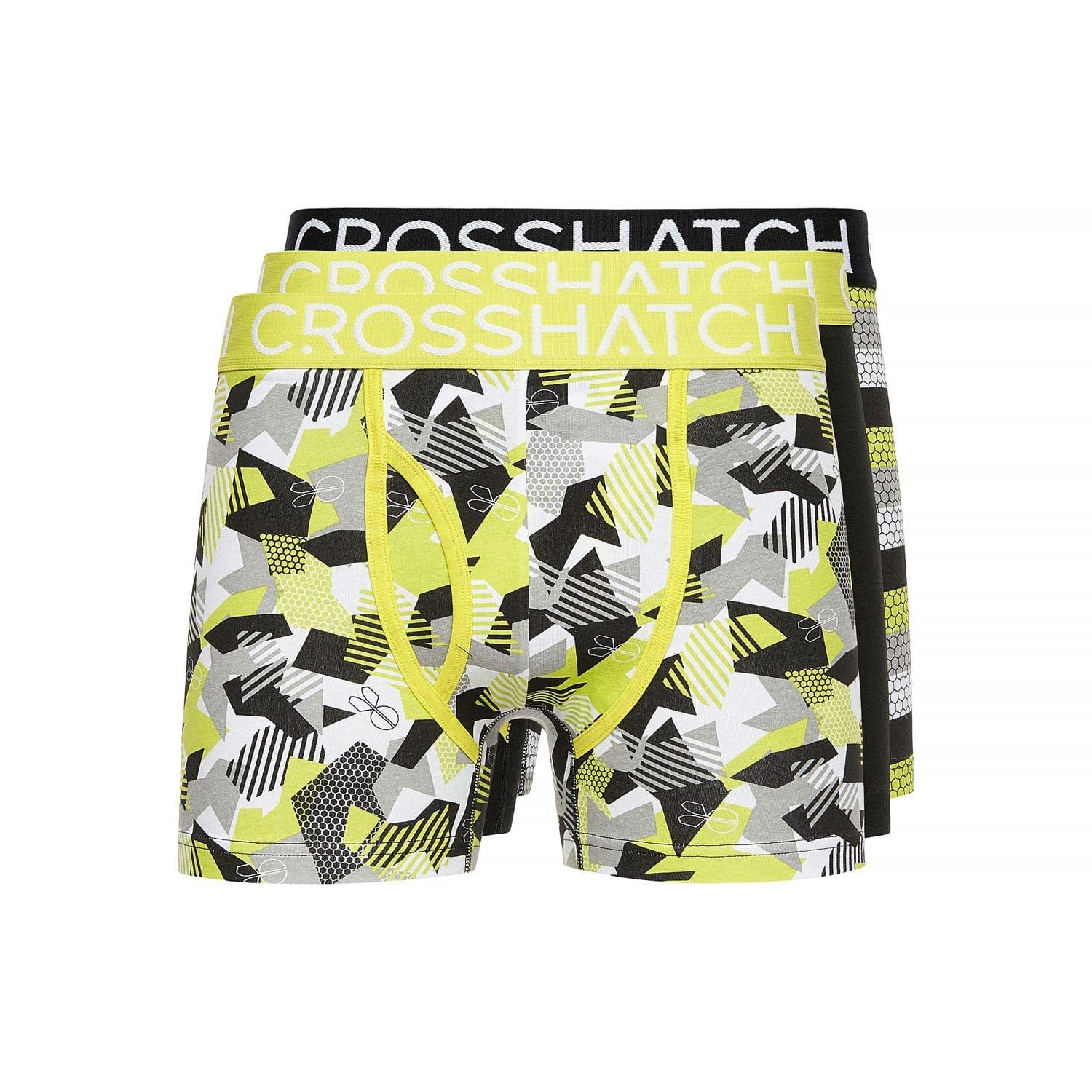 Yellow - Crosshatch - 3 Pack of Crystaline Boxers - 1